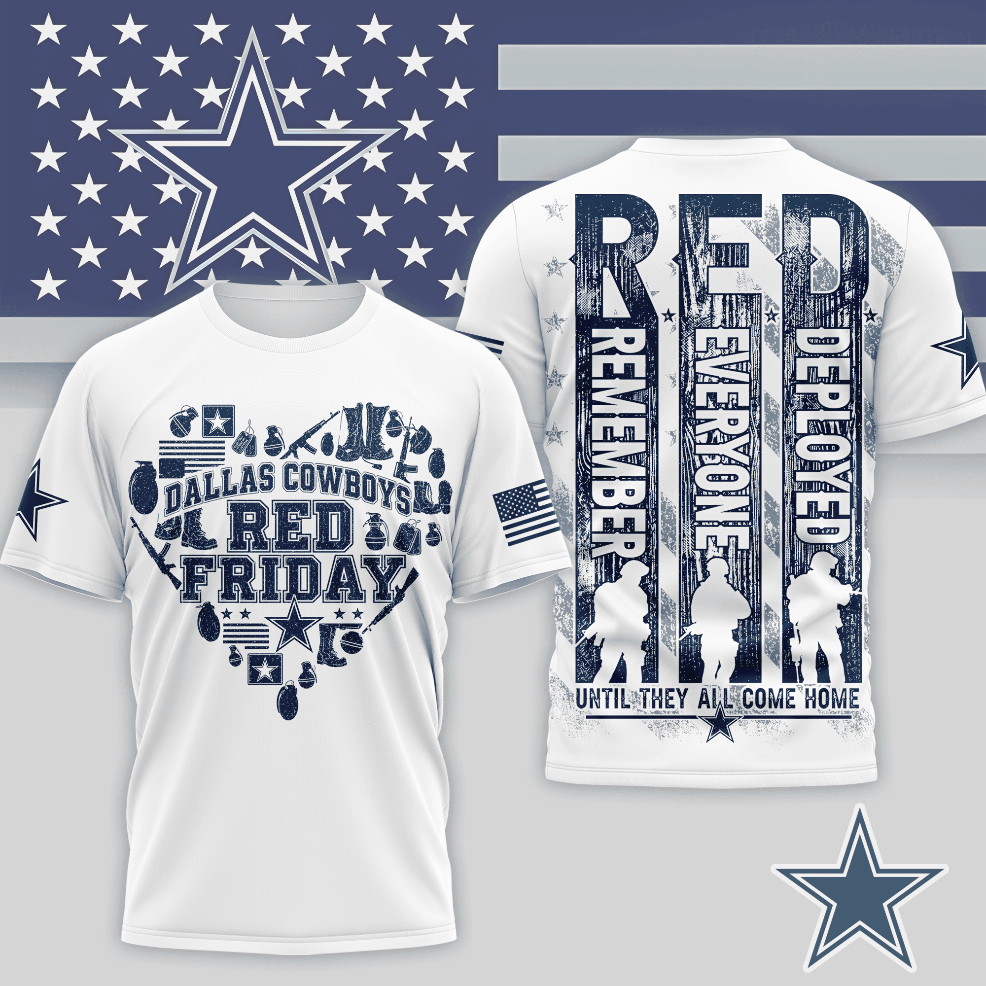 Dallas Cowboys | Premium NFL Remember Everyone Deployed 3D Shirt NTH1