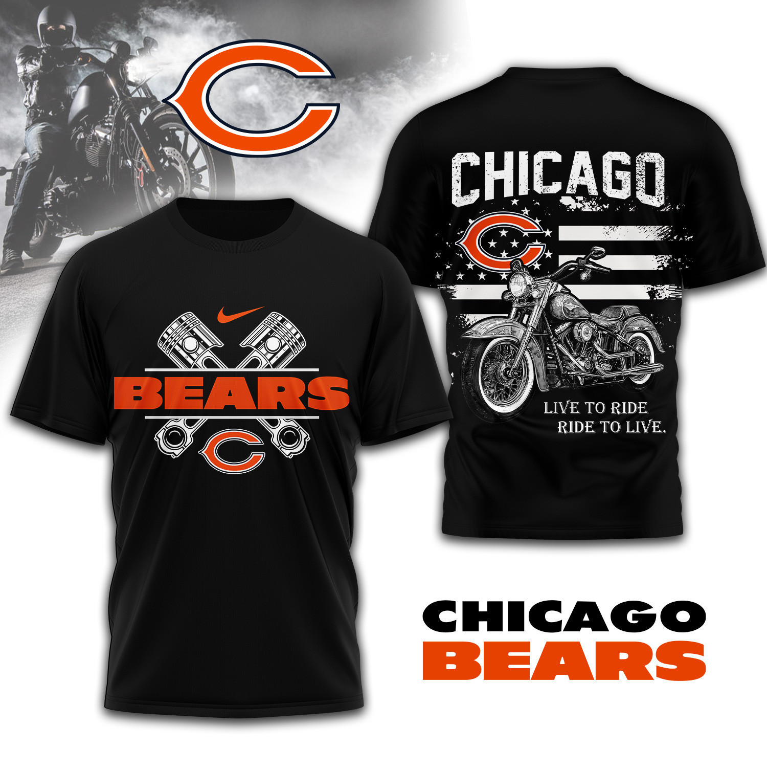 Chicago Bears | Premium NFL Biker 3D Shirt TD230825