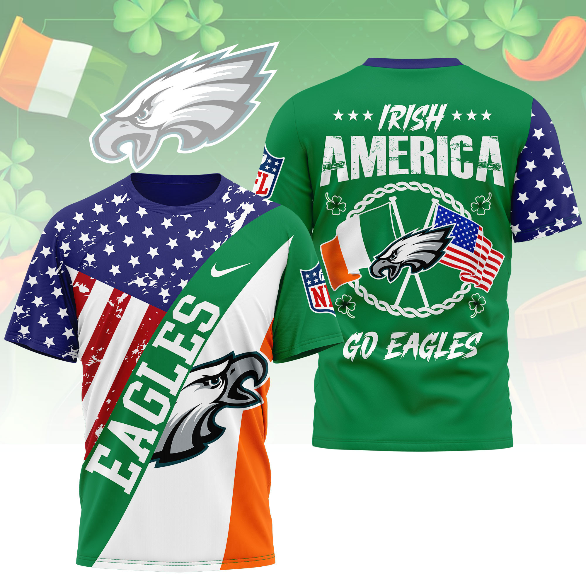 Philadelphia Eagles | Premium NFL Irish America 3D Shirt NY