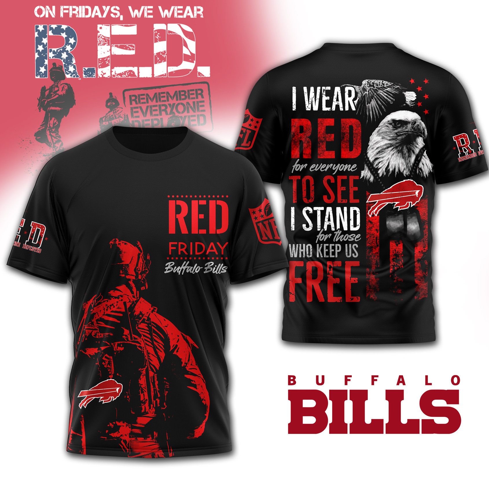 Buffalo Bills | Premium NFL RED Friday 3D Shirt HY