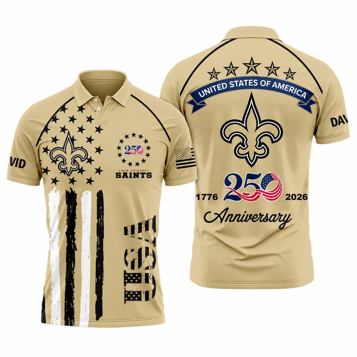 New Orleans Saints | Premium NFL American Semiquincentennial Polo Shirt TD