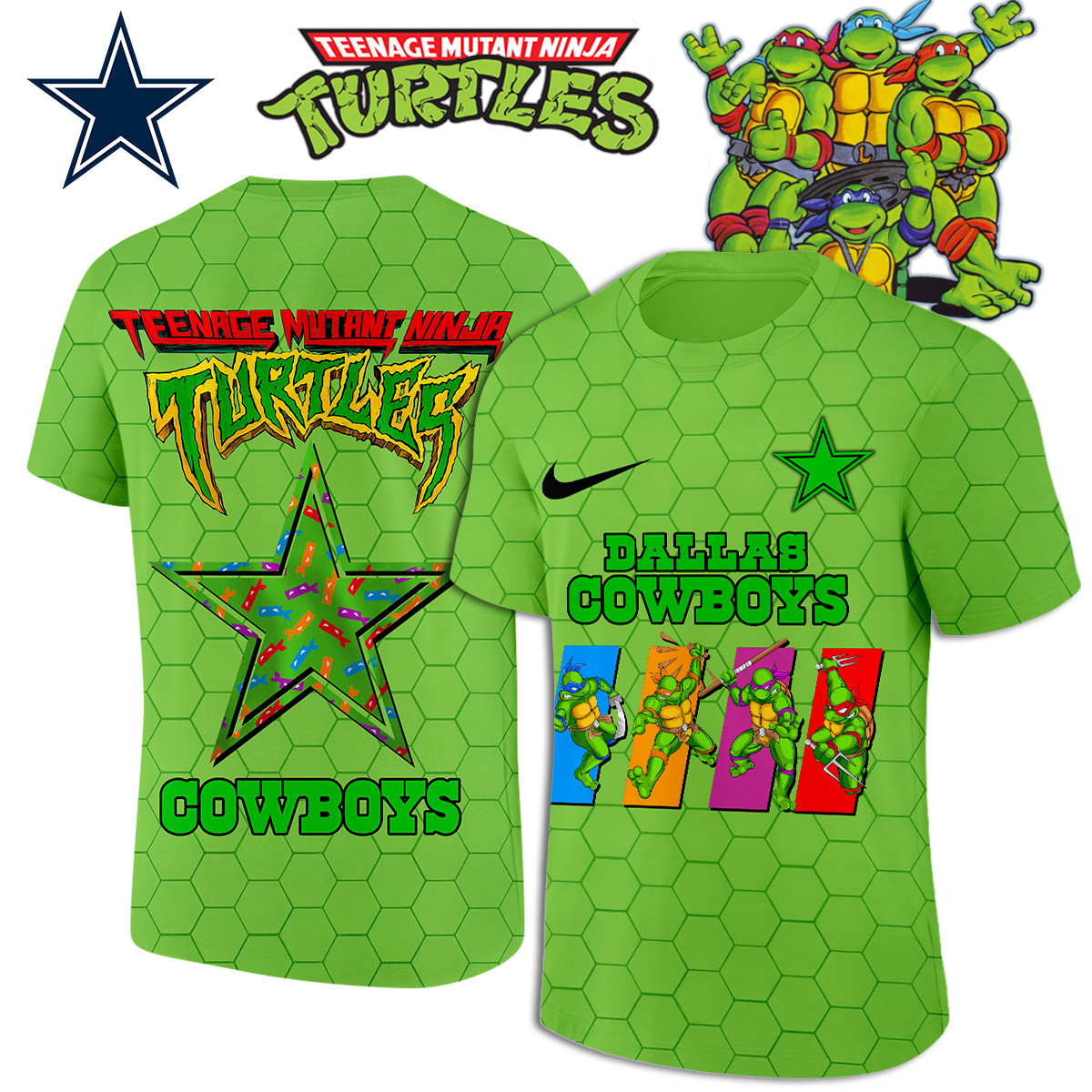 Dallas Cowboys | Premium NFL x Teenage Mutant Ninja Turtles 3D Shirt HI
