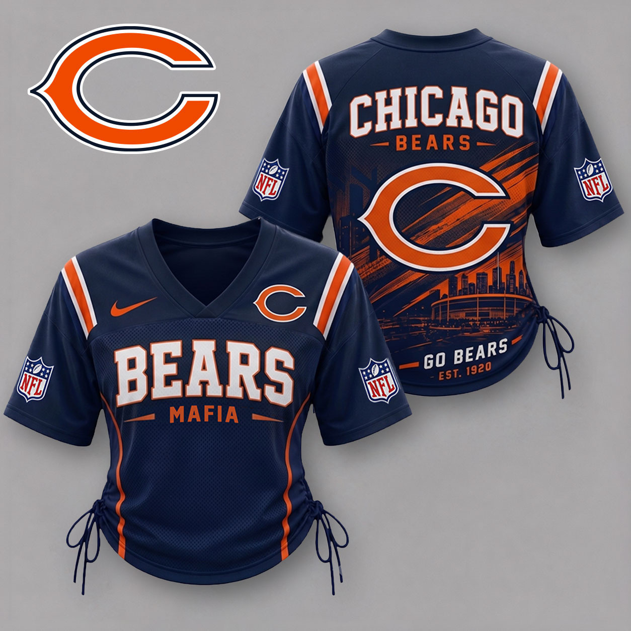 Chicago Bears| Premium NFL Game Day Women Lace-Up Jersey Shirt NY