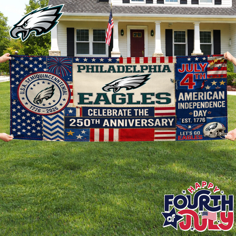 Philadelphia Eagles | Premium NFL Patchwork America 250 Fabric Banner HY