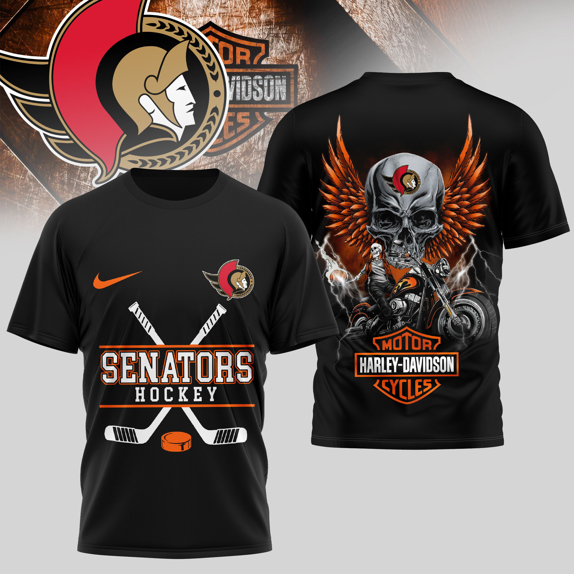 Ottawa Senators | Premium NHL Harley Davidson 3D Shirt TD