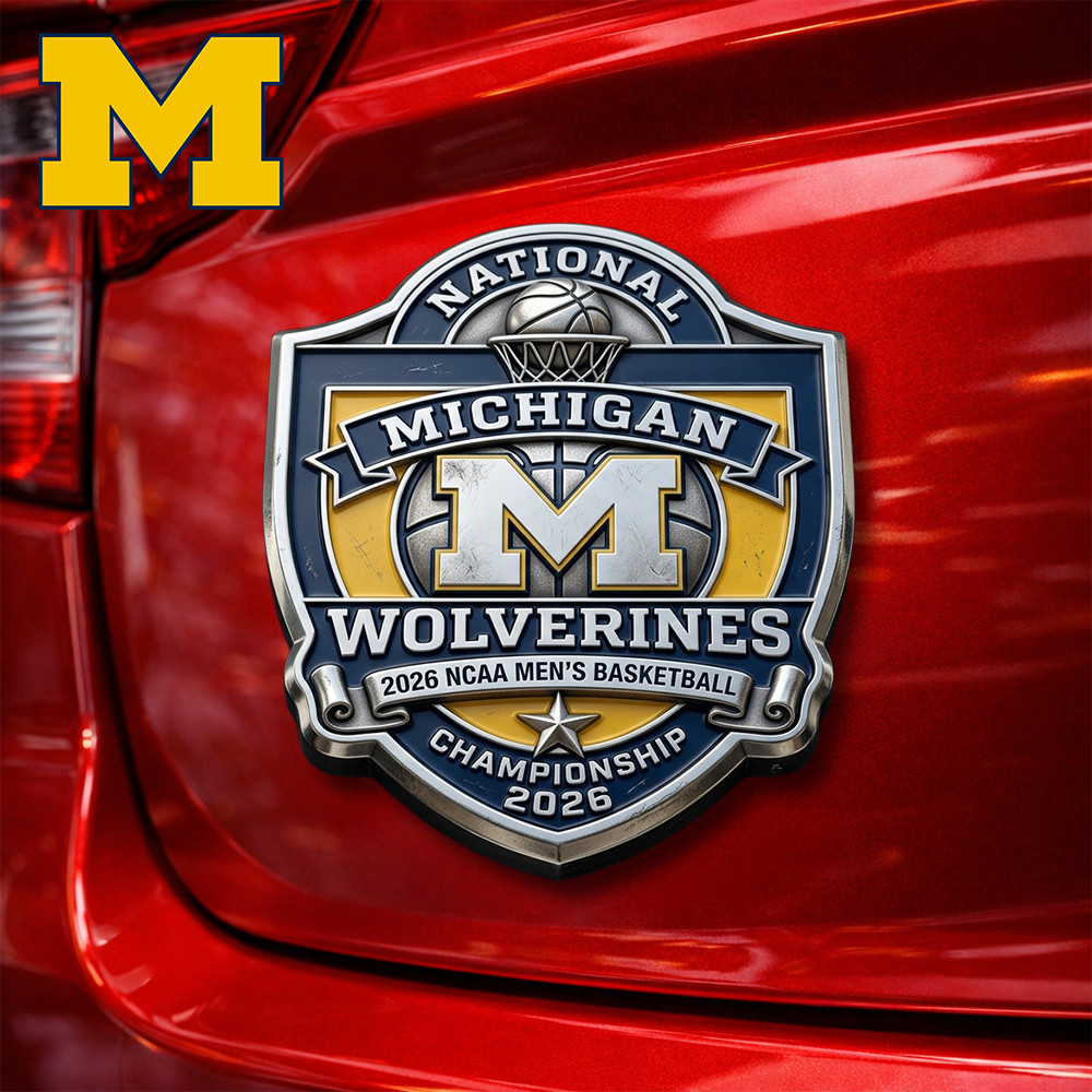 Michigan Wolverines | Premium NCAA Men's Basketball National Campion 2026 Car Name Badge HY