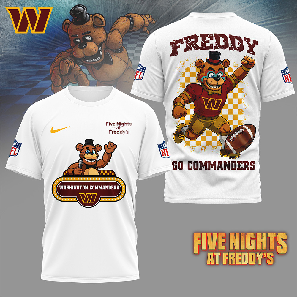 Washington Commanders | Premium NFL Five Nights at Freddy's 3D Shirt HI