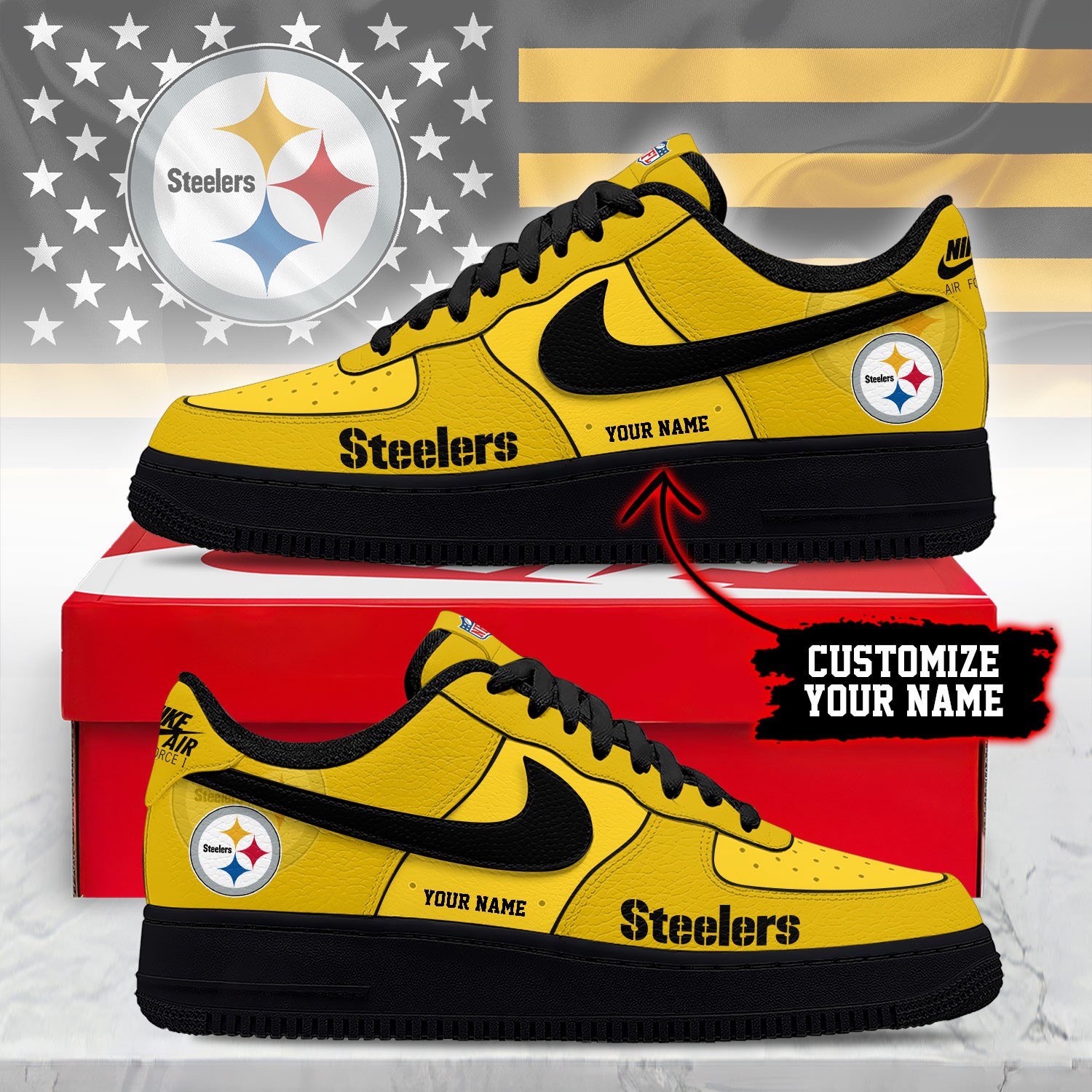 Pittsburgh Steelers | Premium NFL Custom AF1 Shoes NY