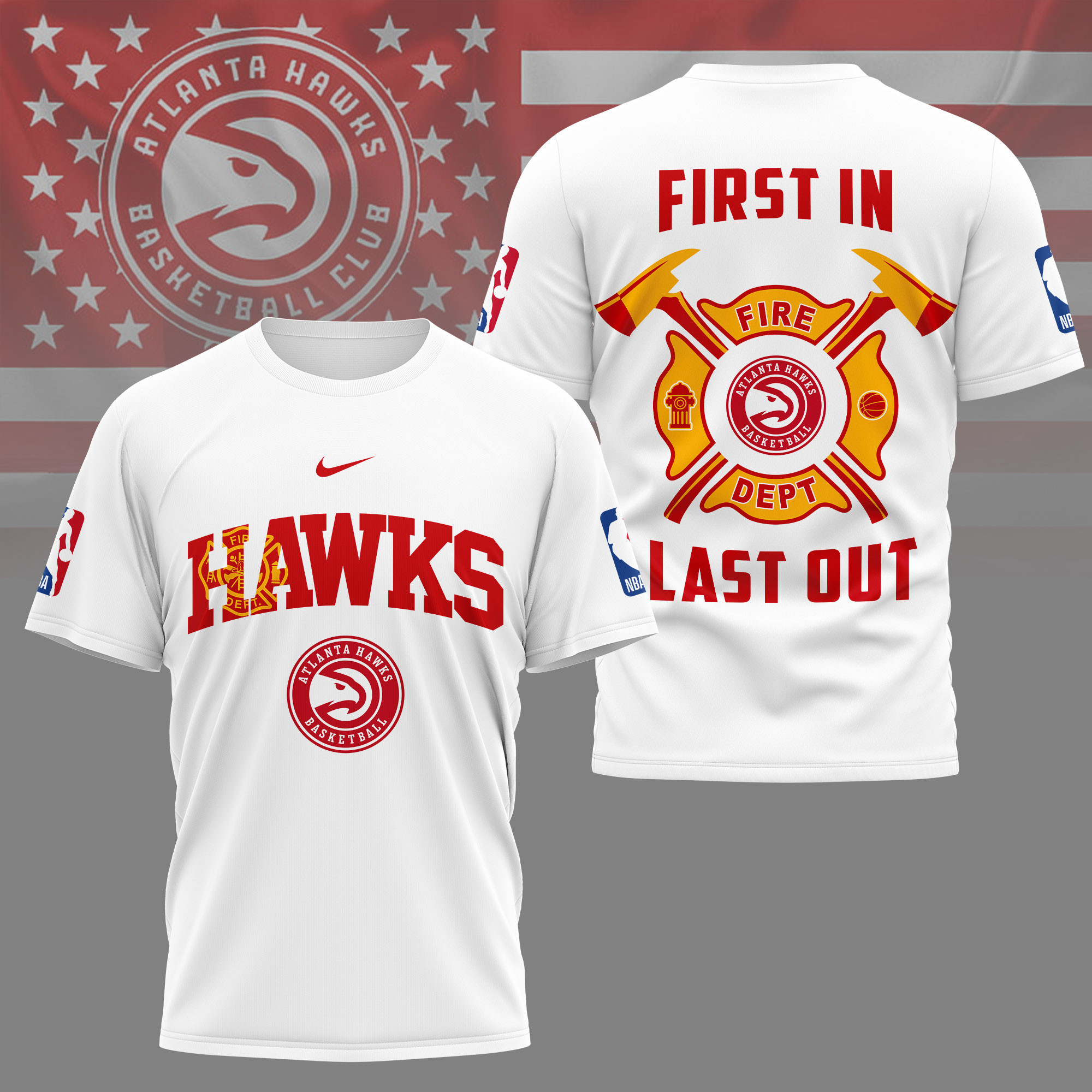 Atlanta Hawks | Premium NBA Fire Dept 3D Shirt TD