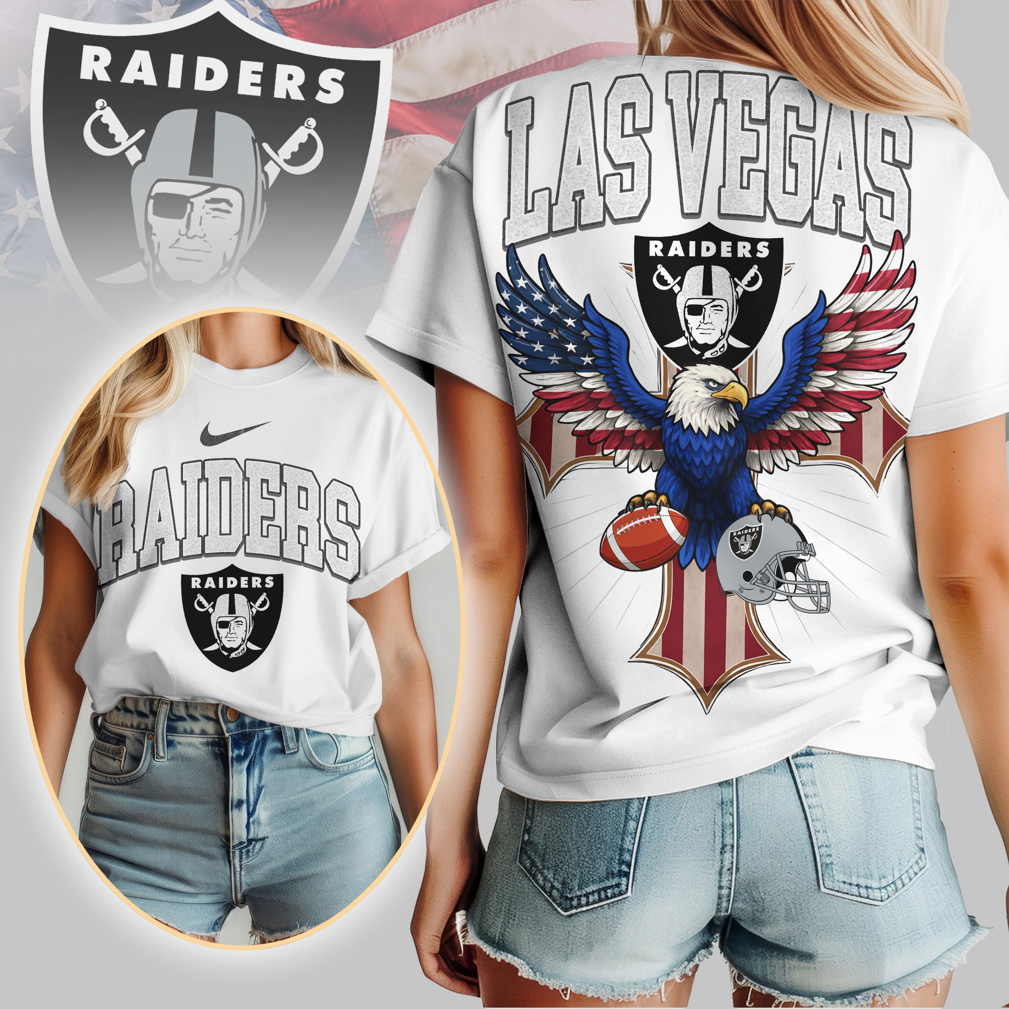Las Vegas Raiders | Premium NFL Freedom Eagle Women Shirt TD