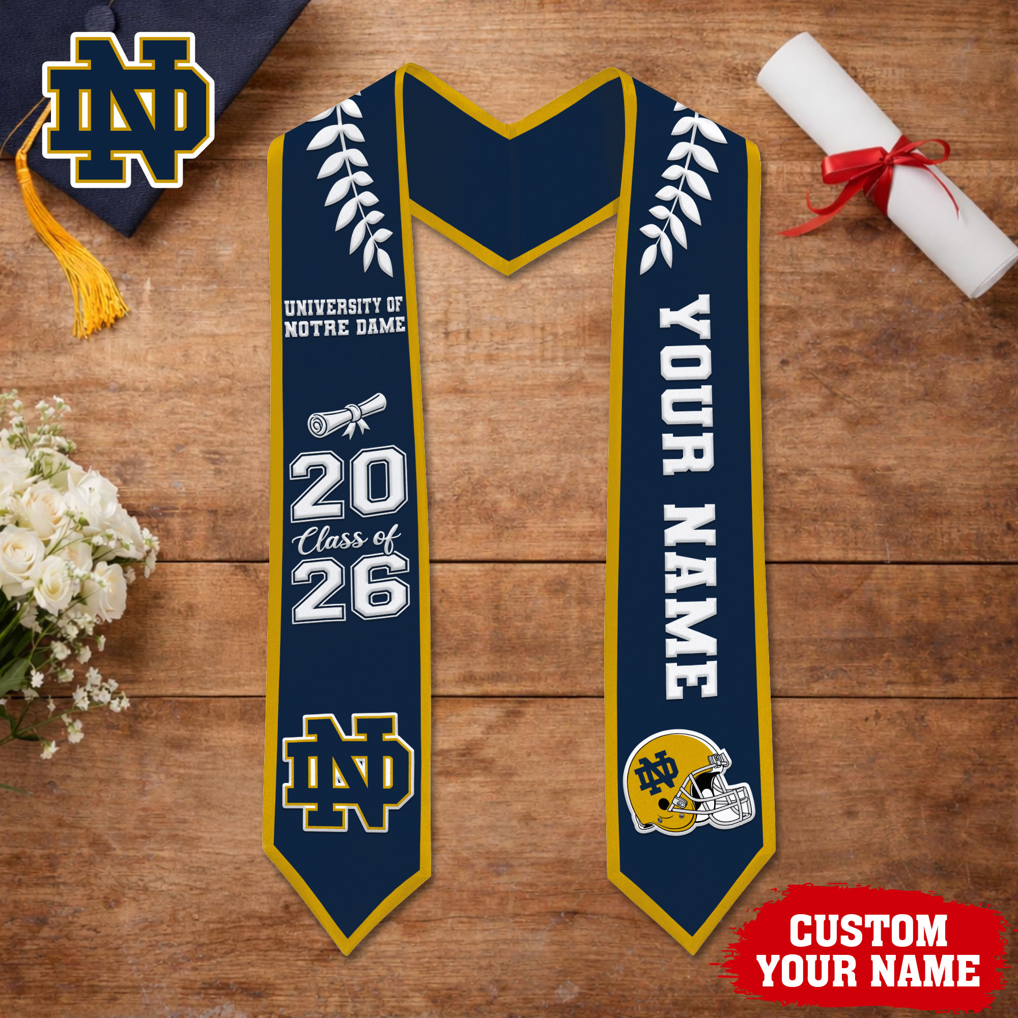 Notre Dame Fighting Irish | Premium NCAA Graduation Stole NY