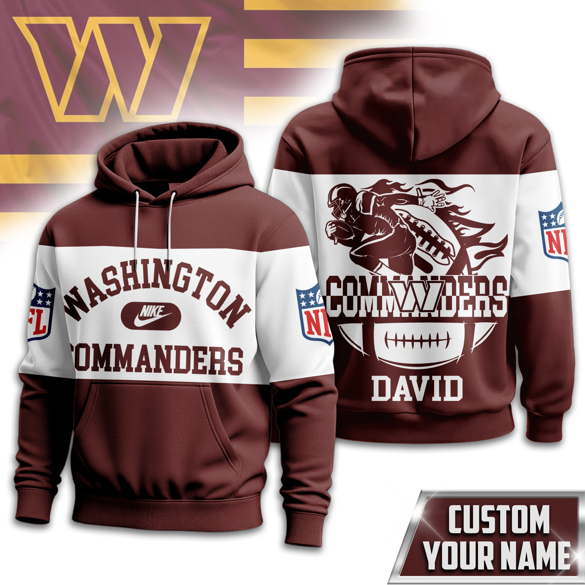 Washington Commanders | Premium NFL Touchdown Spirit Personalized Hoodie TD