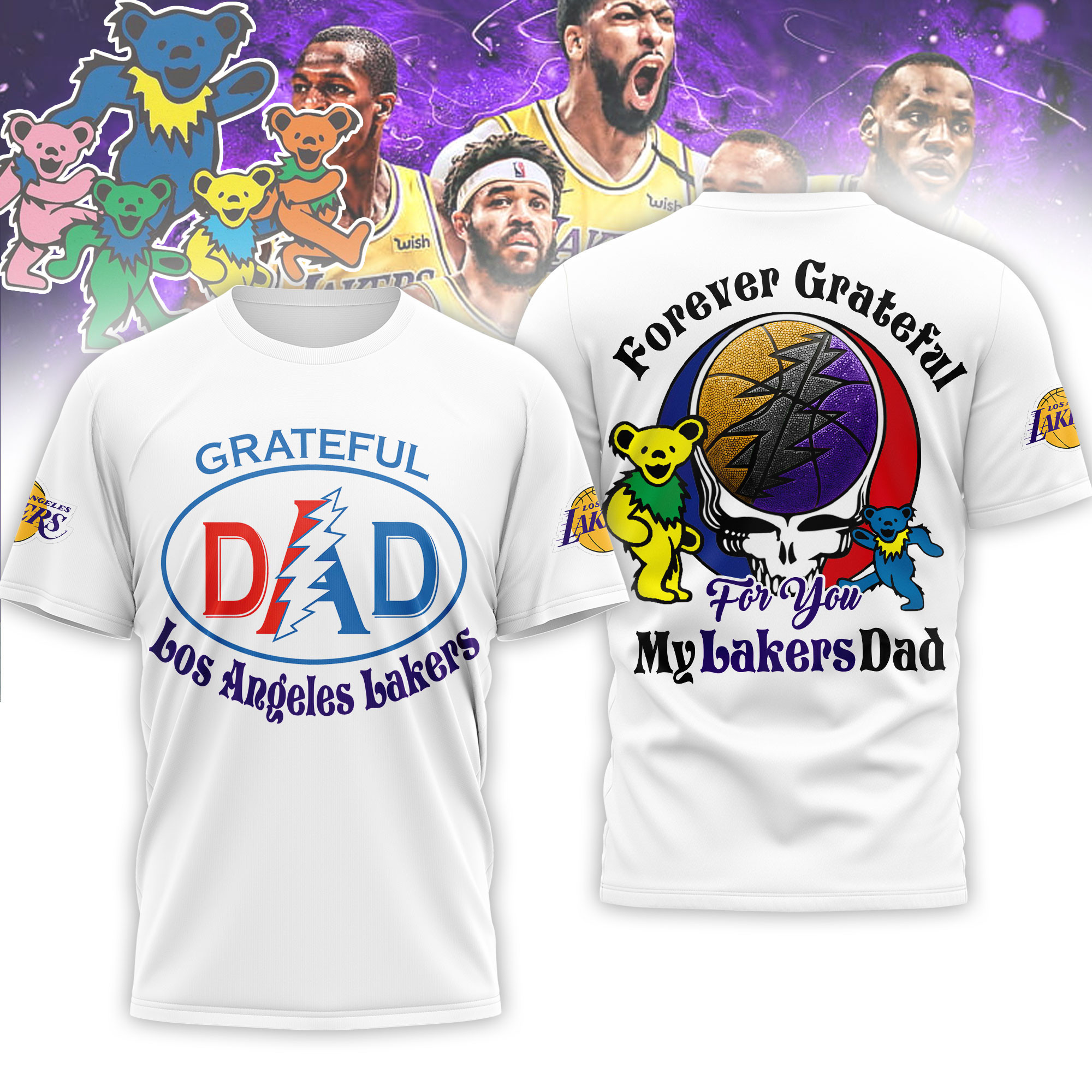 Los Angeles Lakers | Premium NBA Grateful Dead Father Day 3D Shirt HY