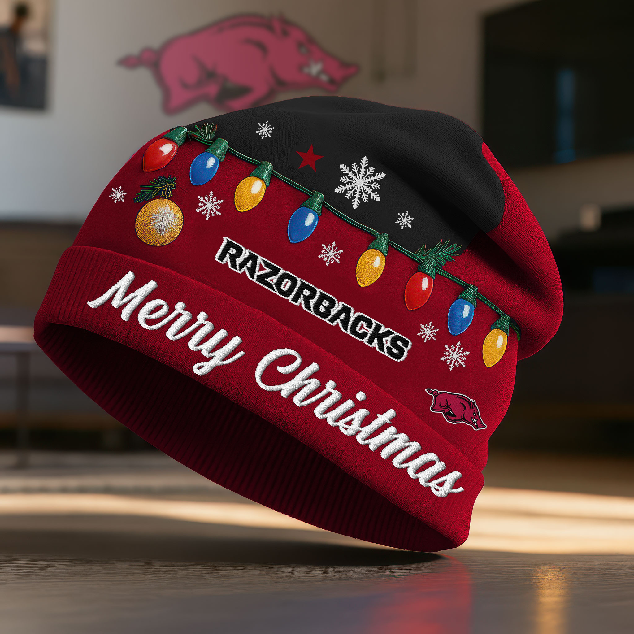 Arkansas Razorbacks | Premium NCAA Christmas Beanie Hat NY