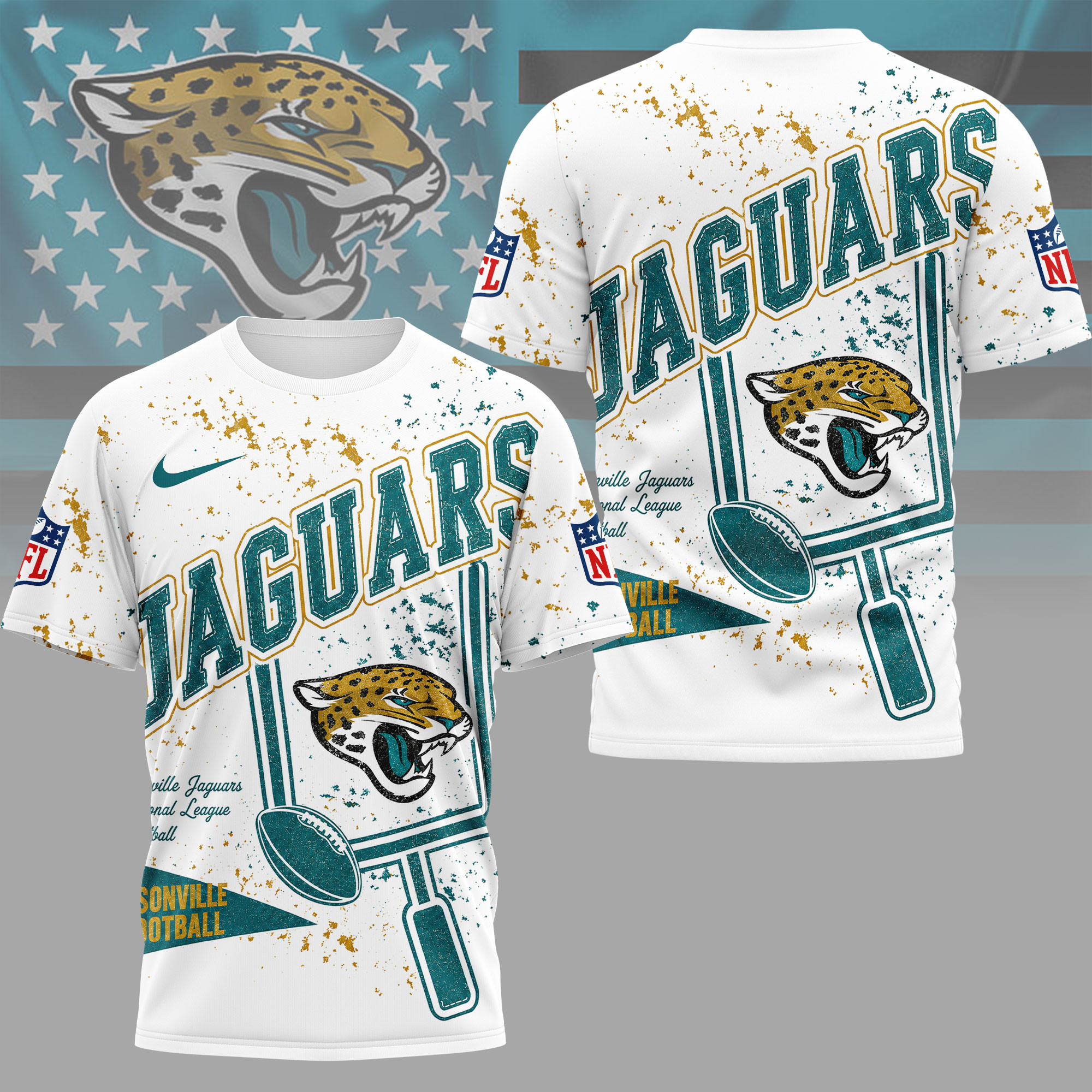 Jacksonville Jaguars | Premium NFL Vintage Splatter Graphic 3D Shirt NY