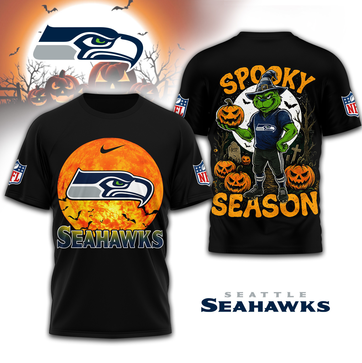 Seattle Seahawks | Premium NFL Spooky Season 3D Shirt TD