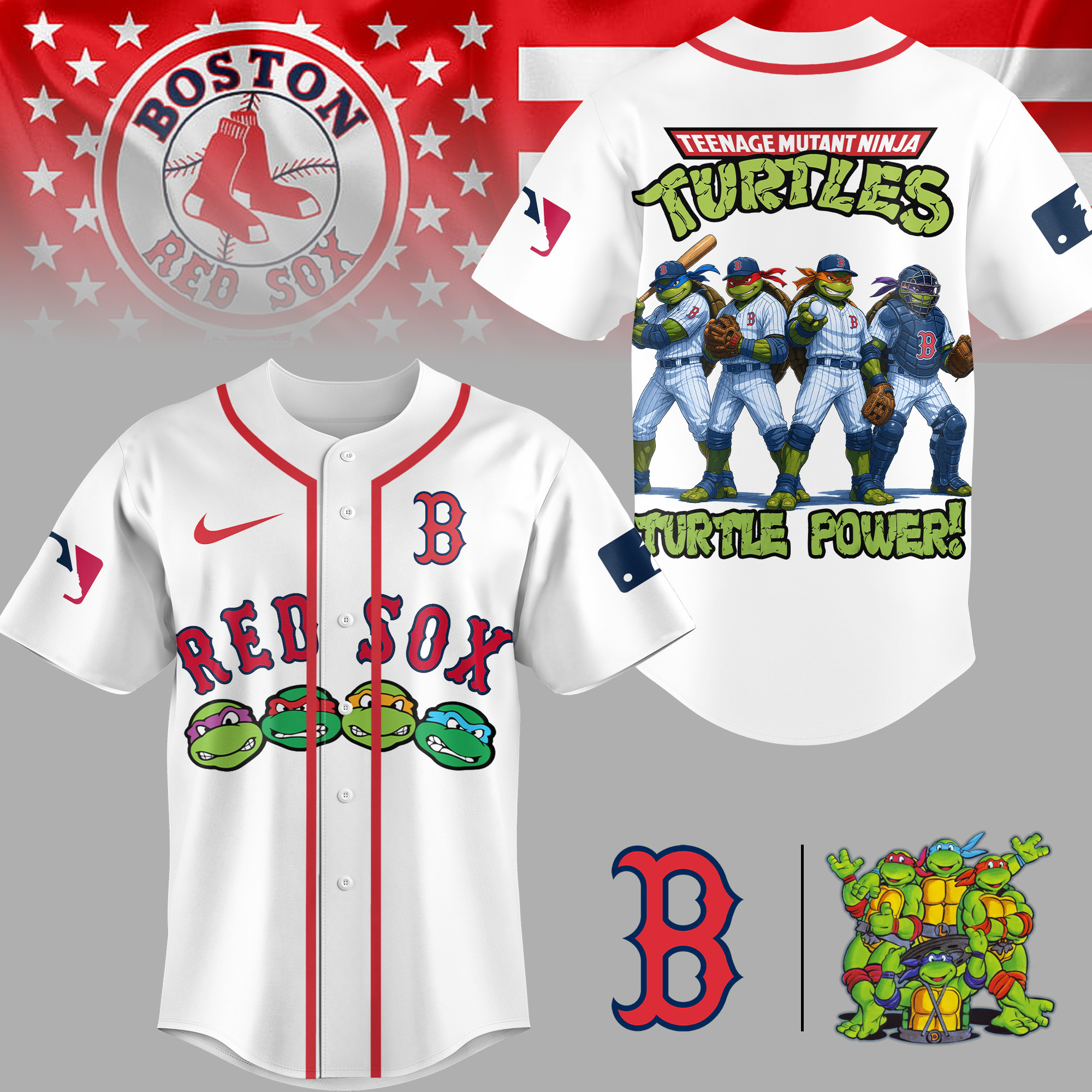 Boston Red Sox | Premium MLB Teenage Mutant Ninja Turtles Jersey TD
