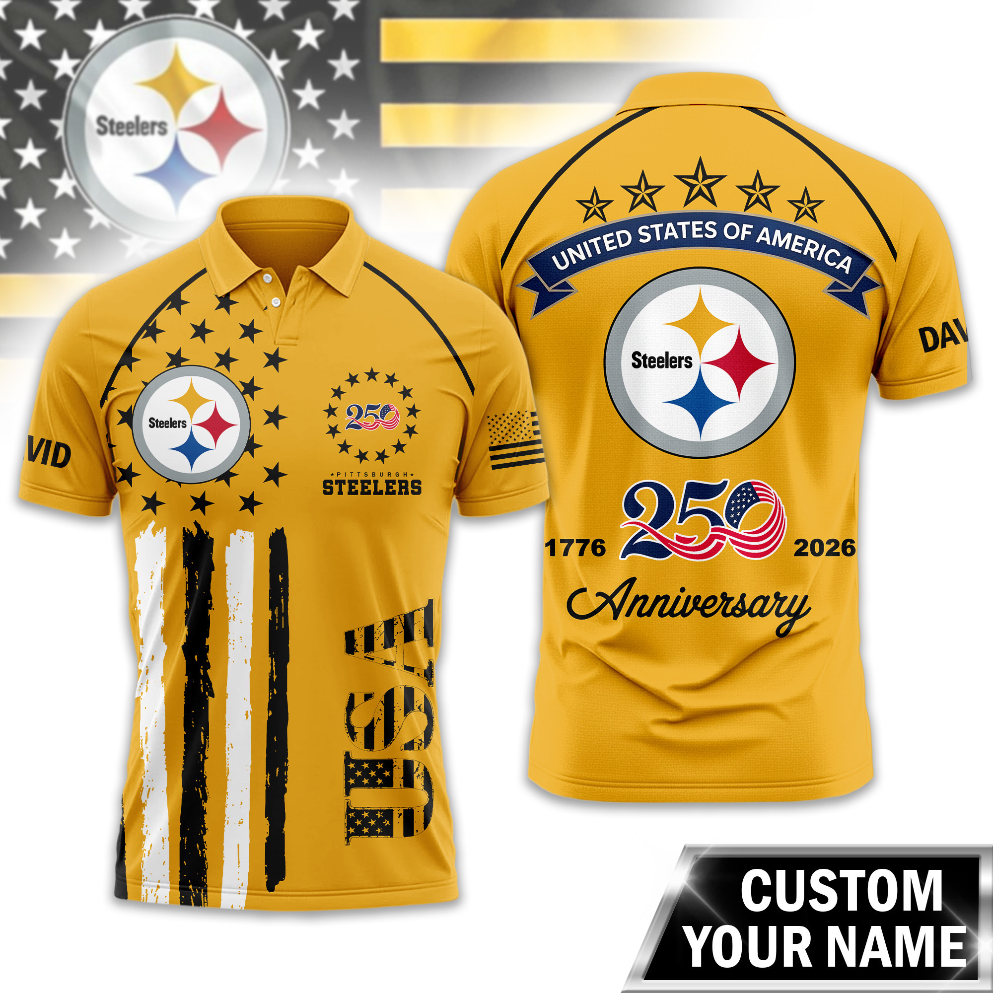 Pittsburgh Steelers | Premium NFL American Semiquincentennial Polo Shirt TD