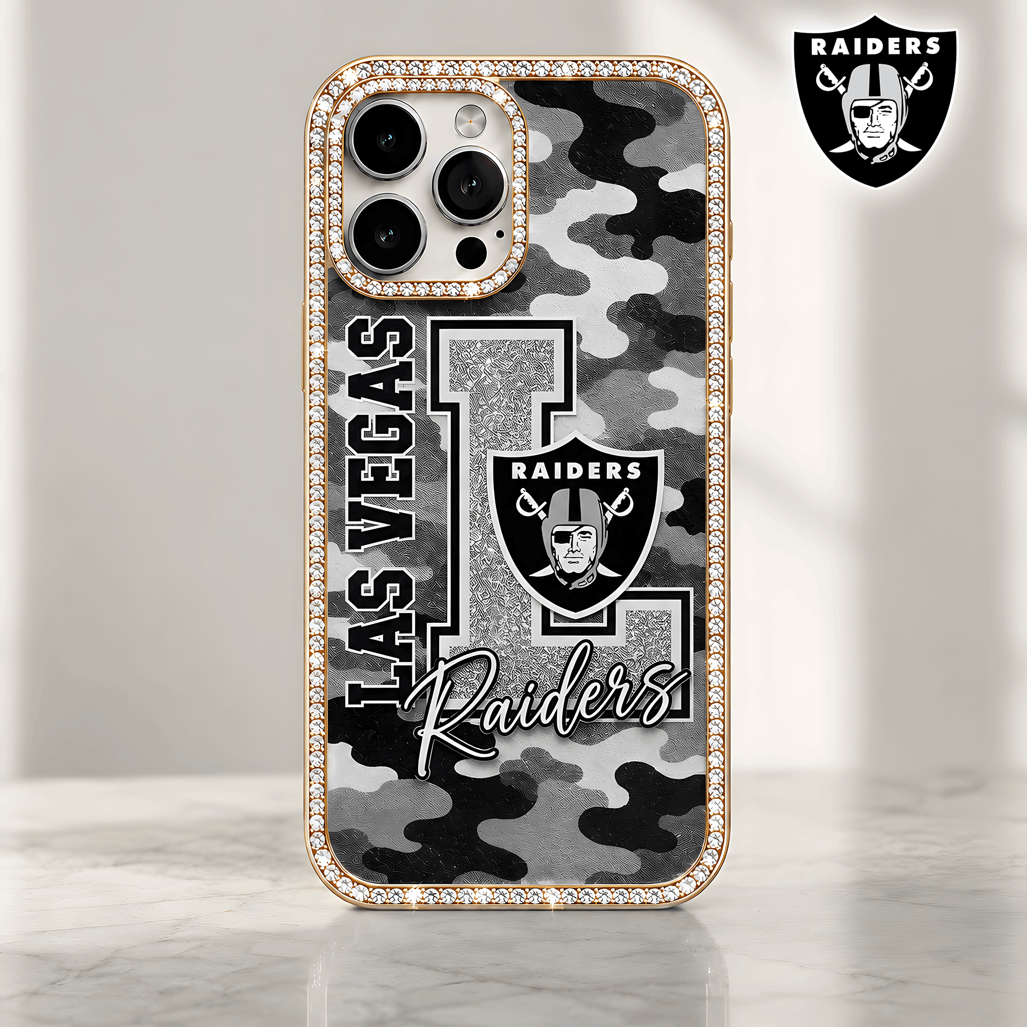 Las Vegas Raiders | Premium NFL Team Camo Bling Luxury Phone Case NTH1