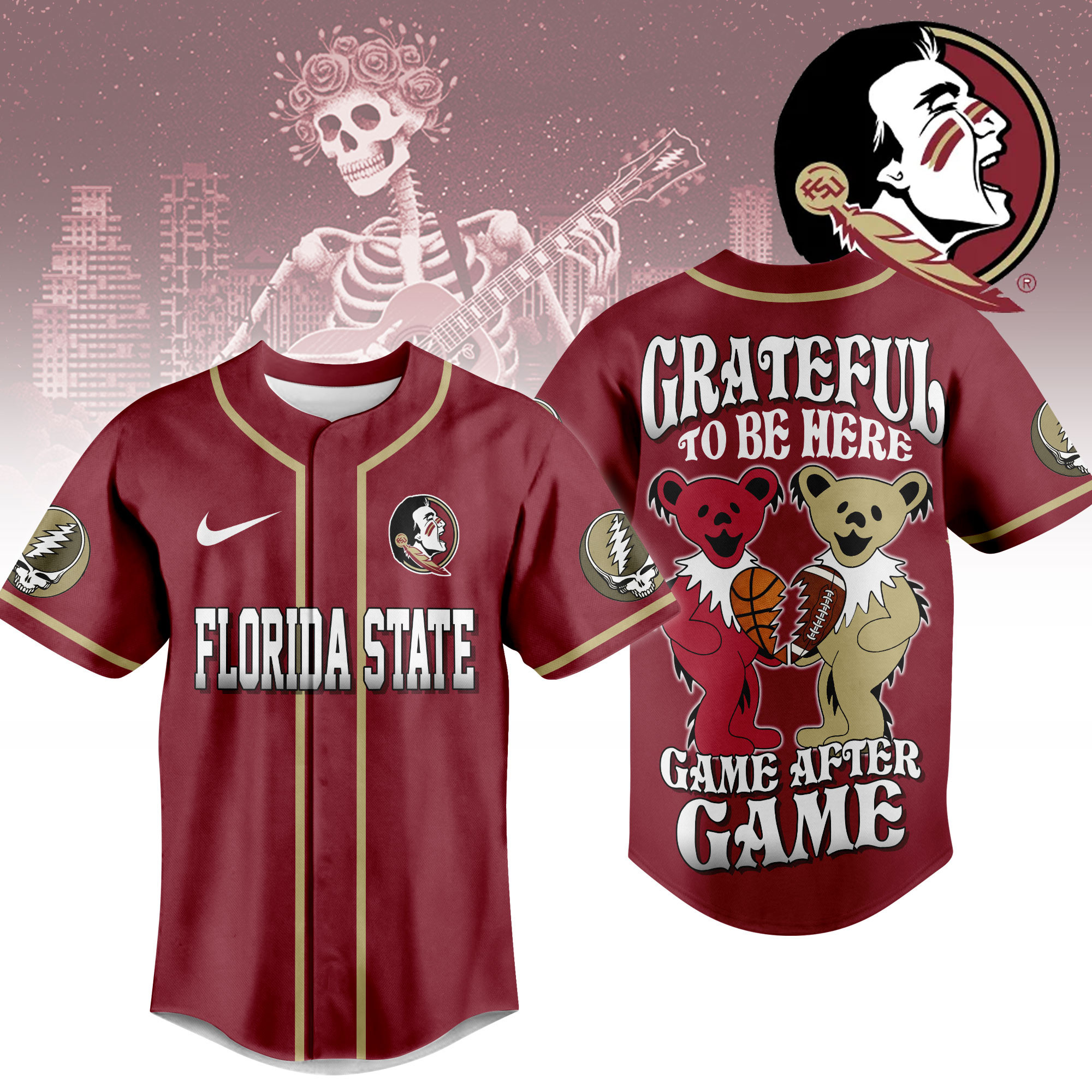 Florida State Seminoles | Premium College Grateful Sports Jersey NTH1