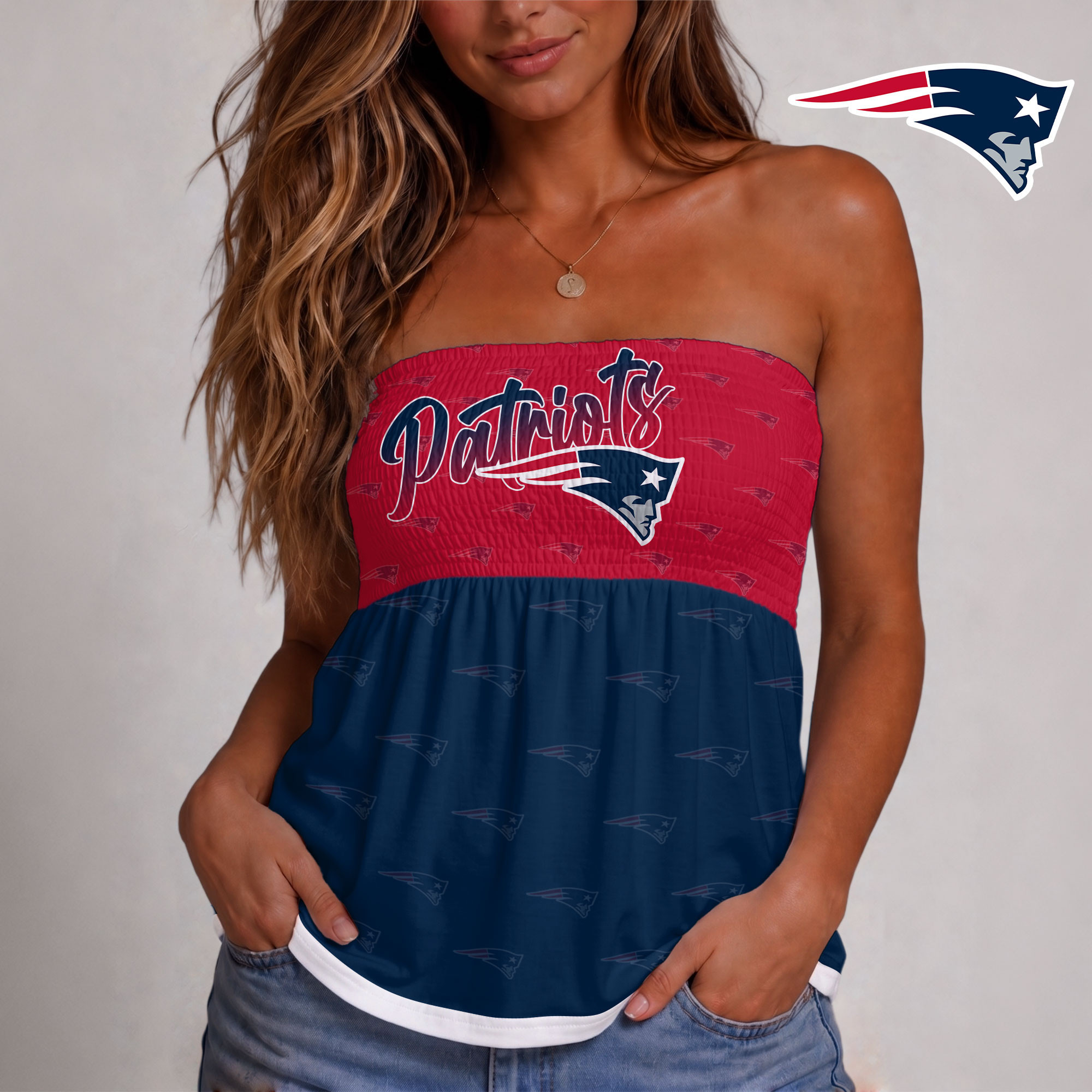 New England Patriots | Premium NFL Vintage Strapless Top Long Sleeveless NY