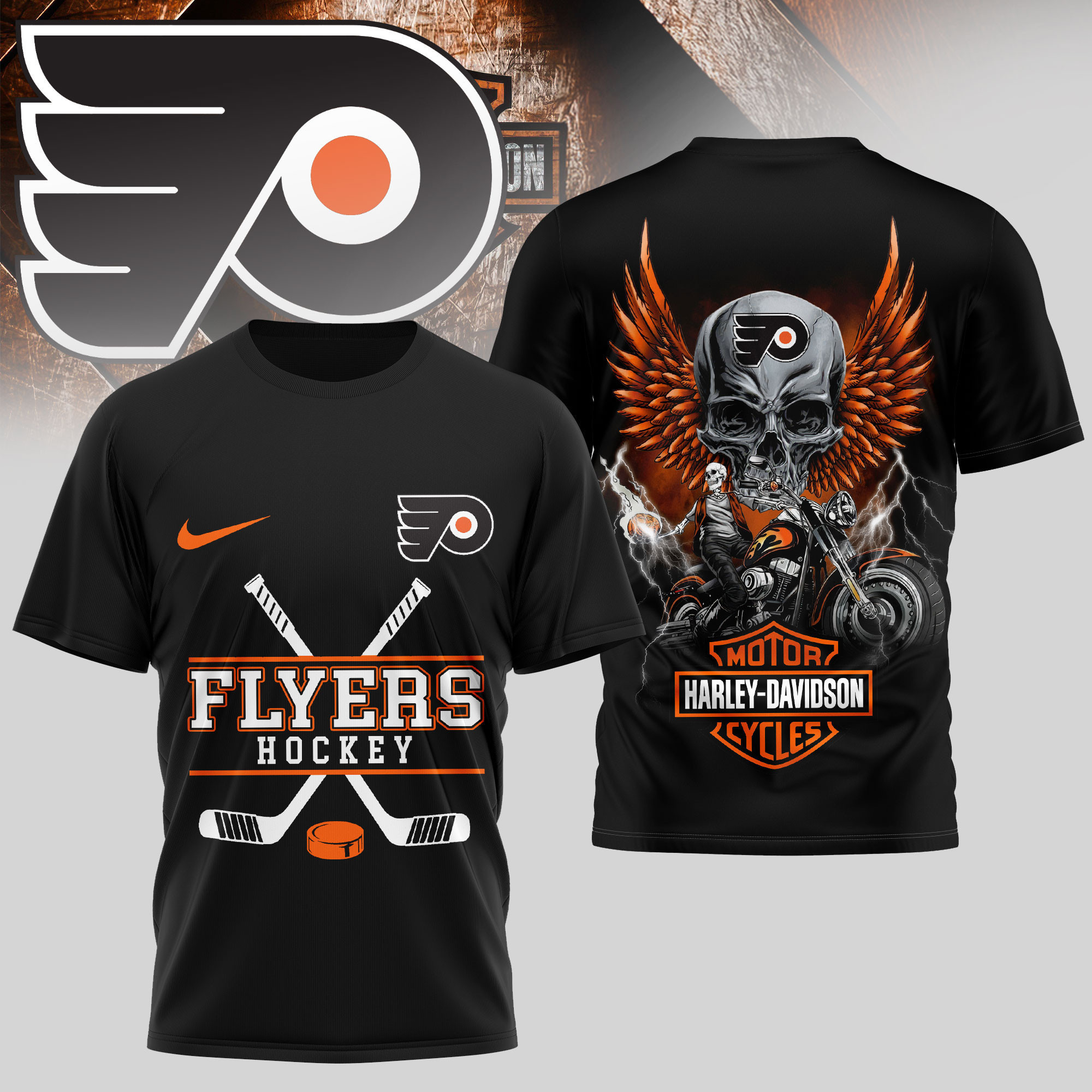 Philadelphia Flyers | Premium NHL Harley Davidson 3D Shirt TD
