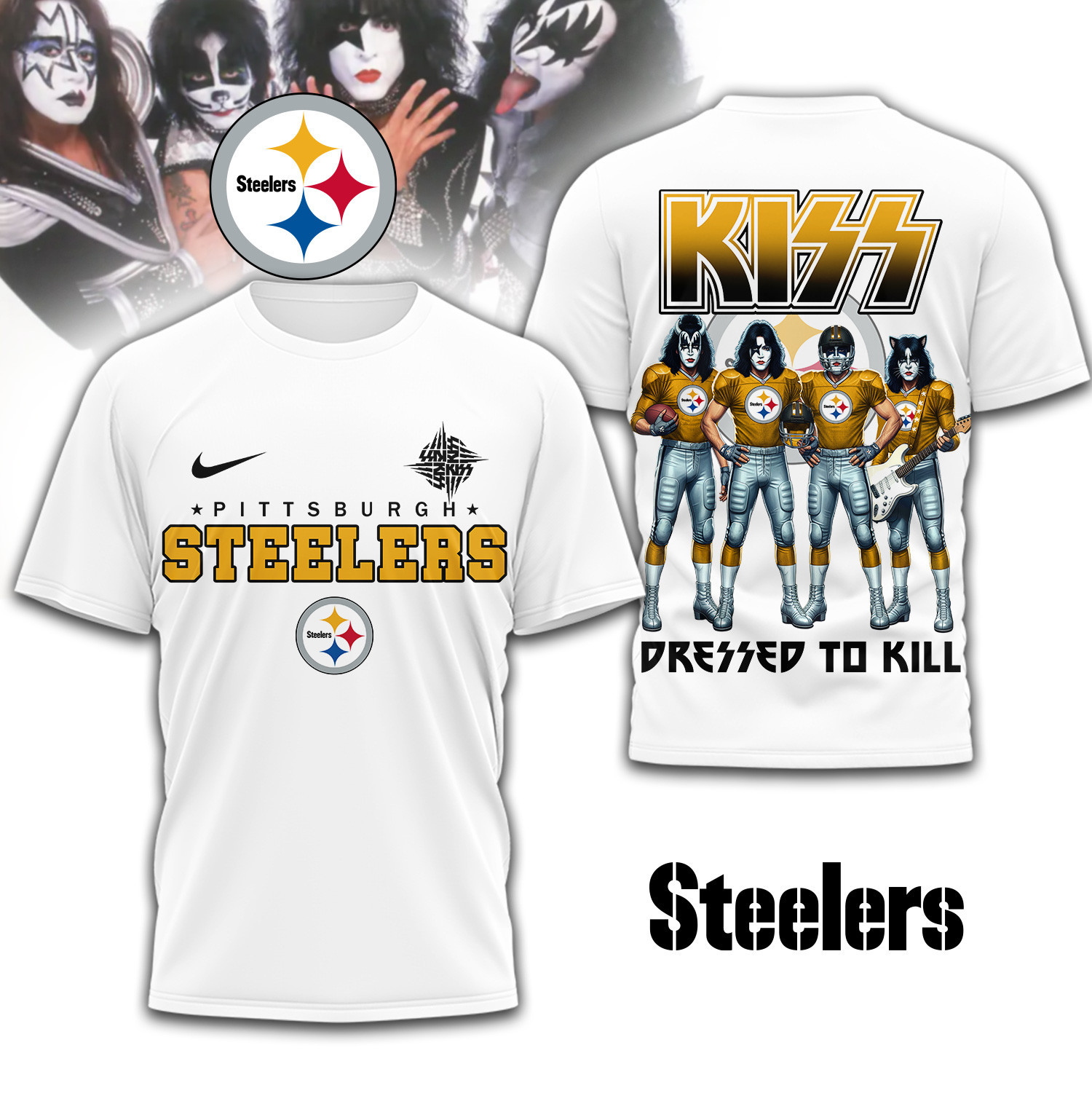 Pittsburgh Steelers | Premium NFL Dressed to Kill Kiss Band 3D Shirt TD