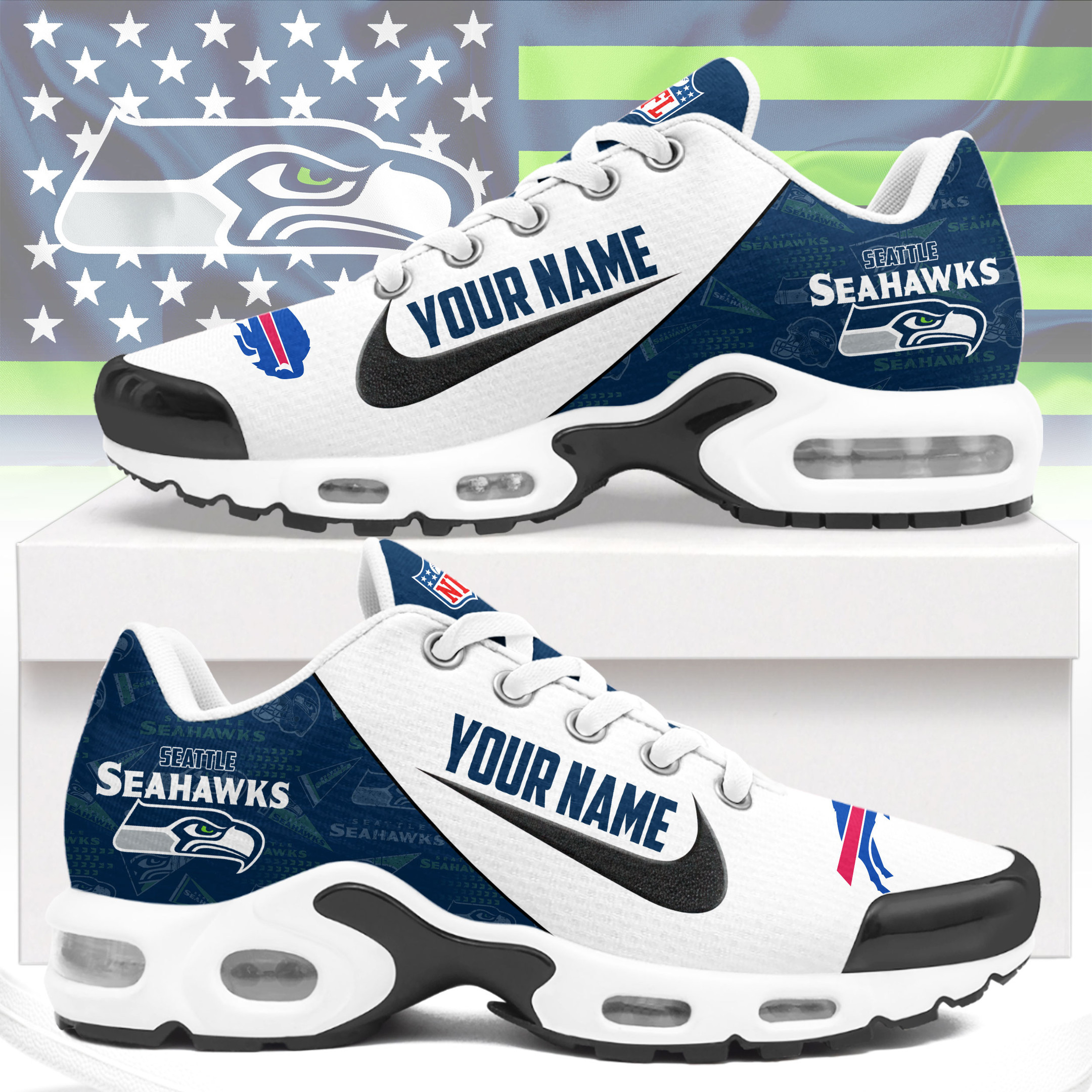 Seattle Seahawks | Premium NFL Custom Name Running Air Max Shoes NTH1