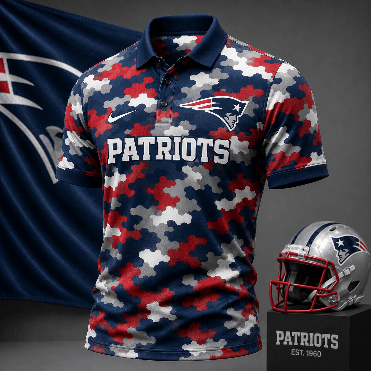 New England Patriots | Premium NFL Camo Polo Shirt NY