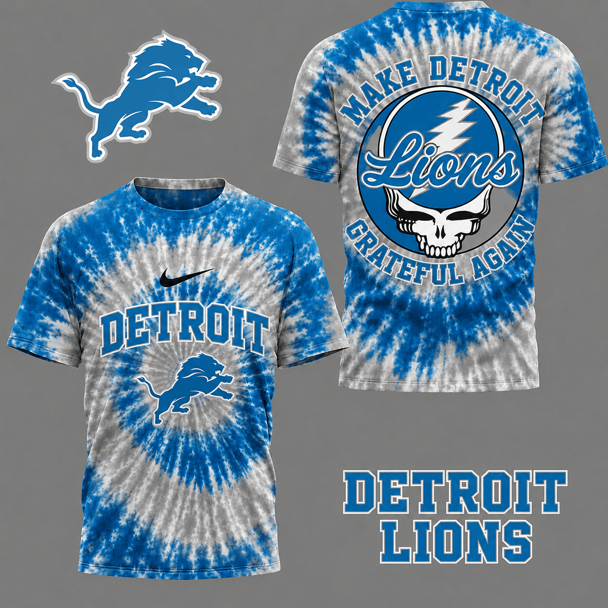 Detroit Lions | Premium NFL Grateful Again Tie Dye 3D Shirt NY