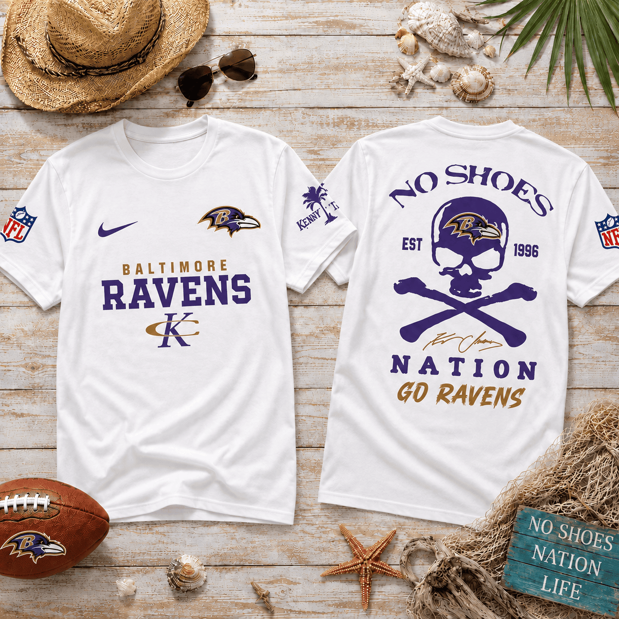 Baltimore Ravens| Premium NFL No Shoes Nation Fan 3D Shirt NY