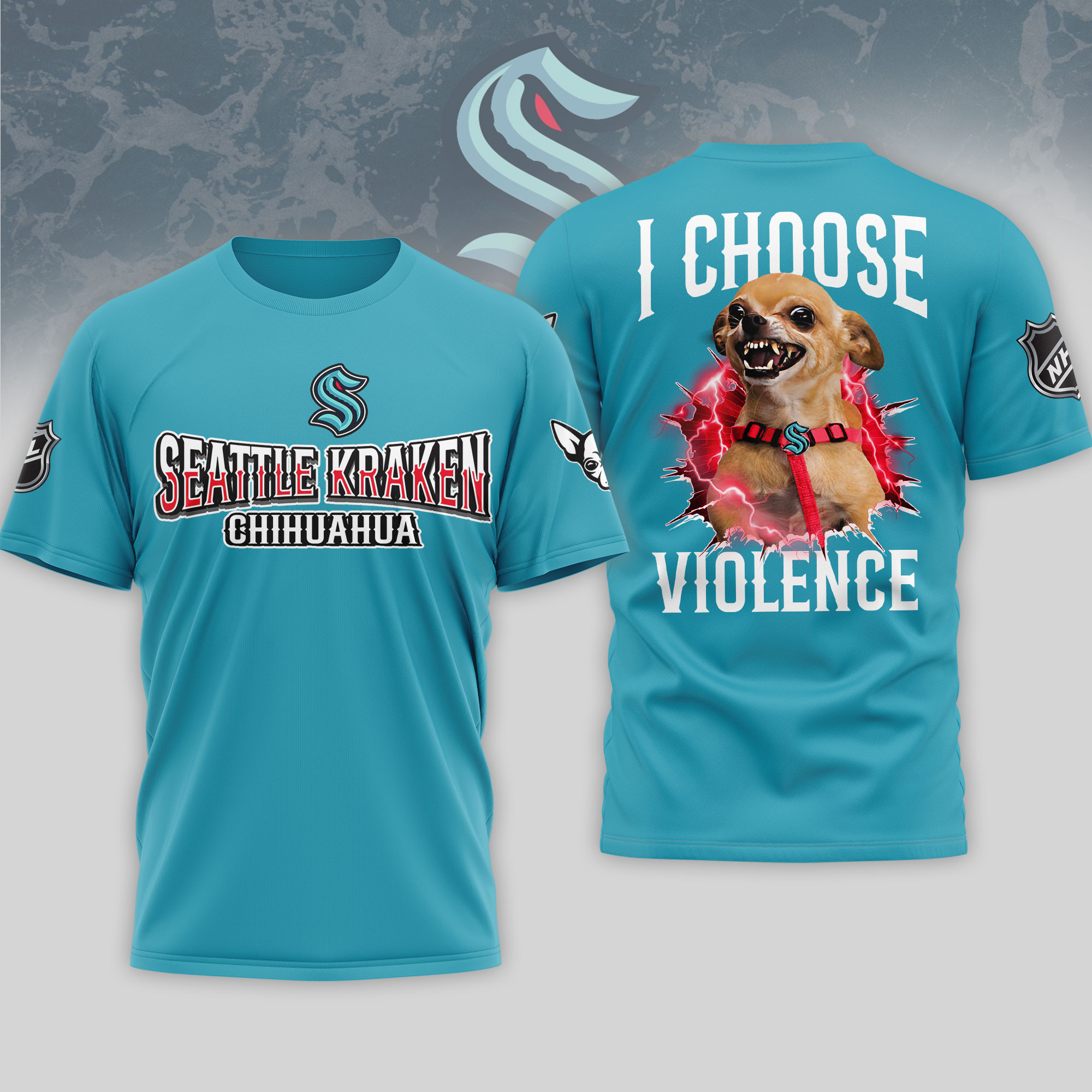 Seattle Kraken | Premium NHL Chihuahua Violent 3D T-Shirt HY