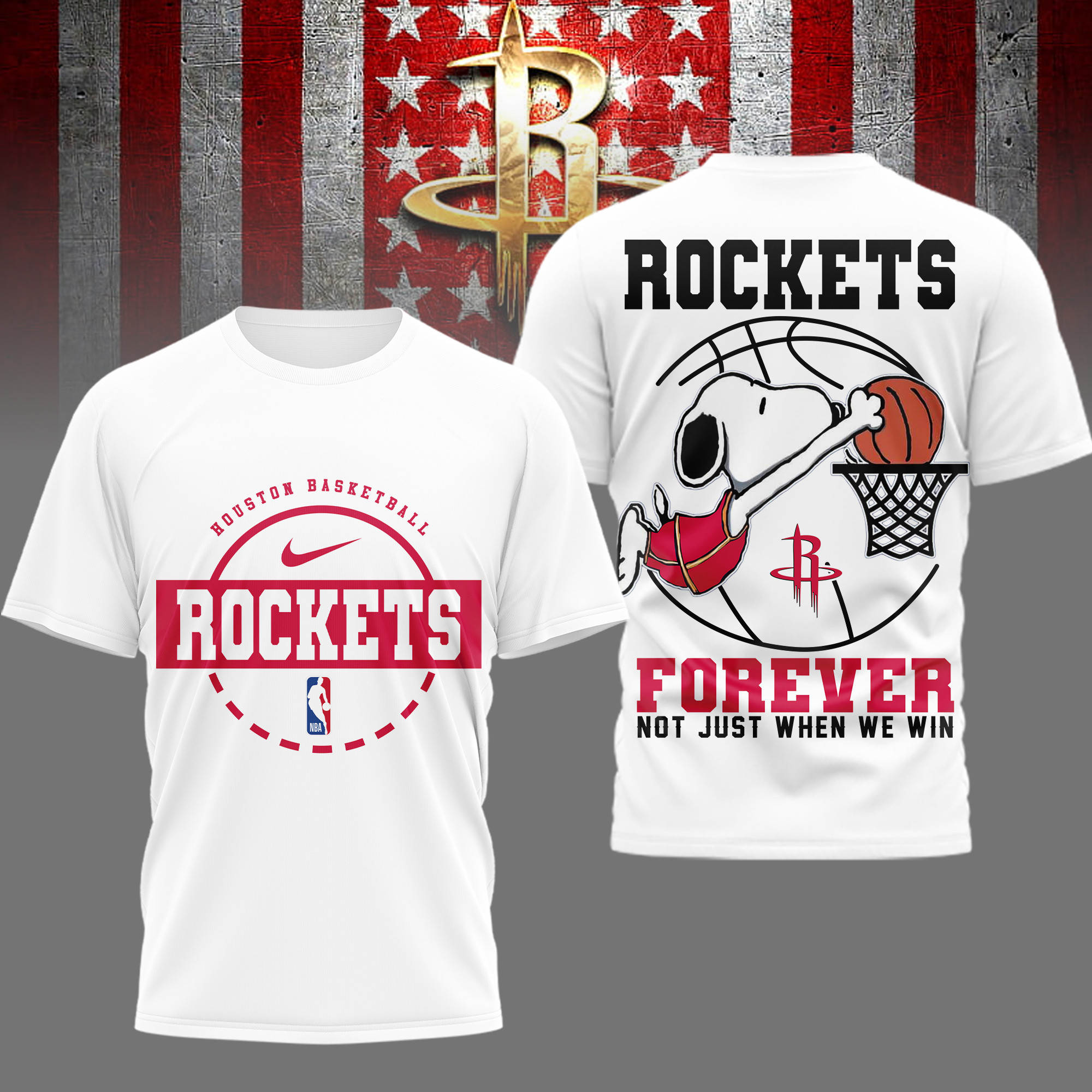 Houston Rockets | Premium NBA Snoopy Forever Loyal 3D Shirt TD