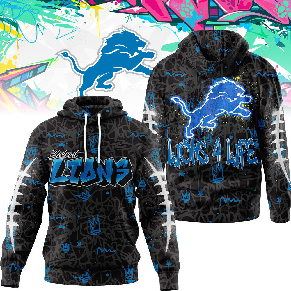 Detroit Lions | Premium NFL Special Graffiti My Team 4 Life Hoodie MM