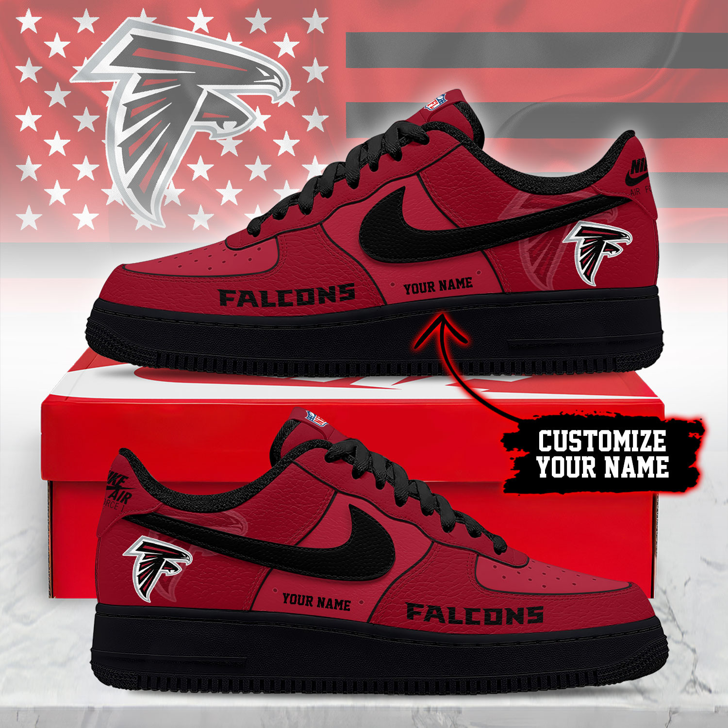 Atlanta Falcons | Premium NFL Custom AF1 Shoes NY