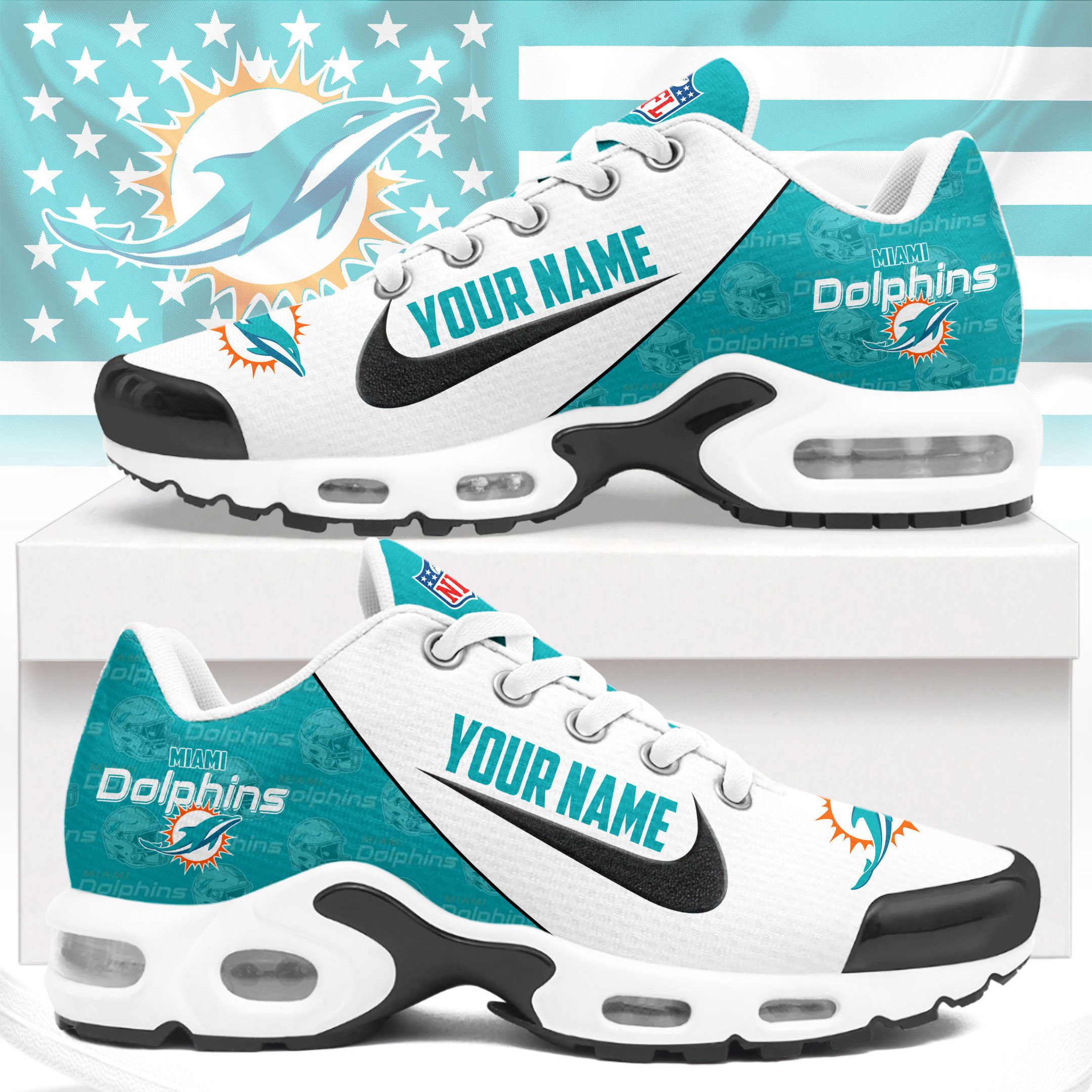 Miami Dolphins | Premium NFL Custom Name Running Air Max Shoes NTH1