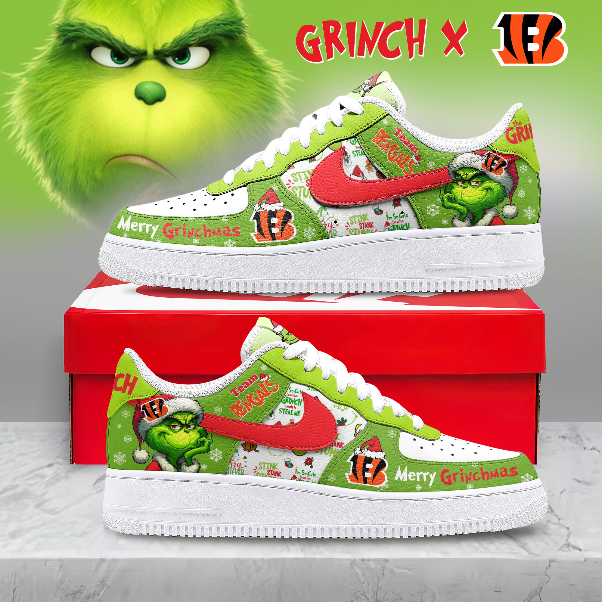 Cincinnati Bengals | Premium NFL Grinch AF1 Limited Edition TD