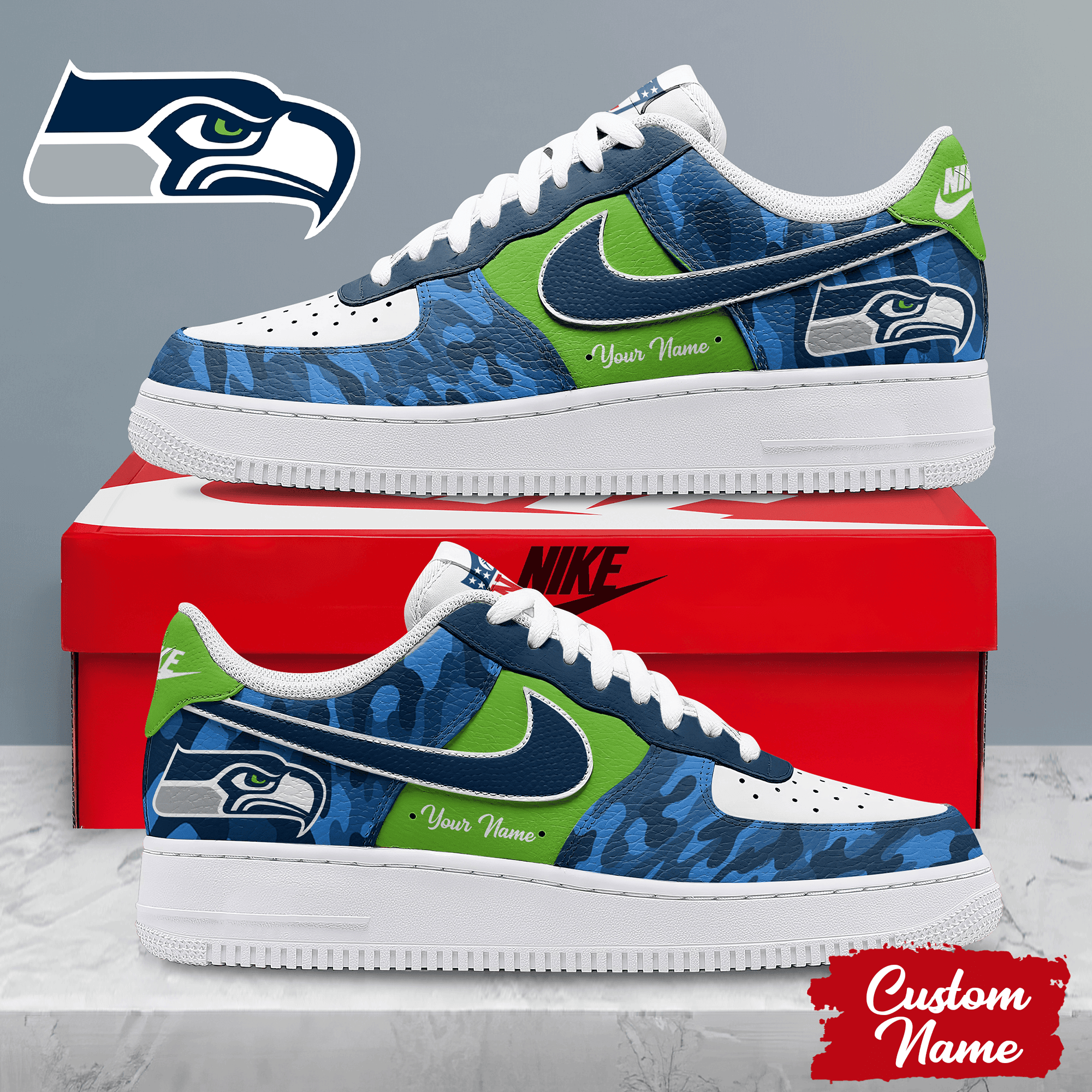 Seattle Seahawks | Premium NFL End Zone Energy AF1 Shoes NTH1