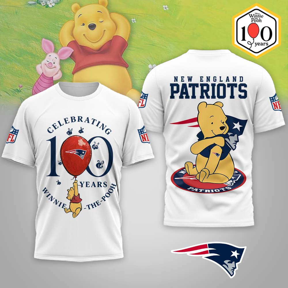 New England Patriots | Premium NFL Winnie The Pooh 100th Anniversary 3D Shirt MM