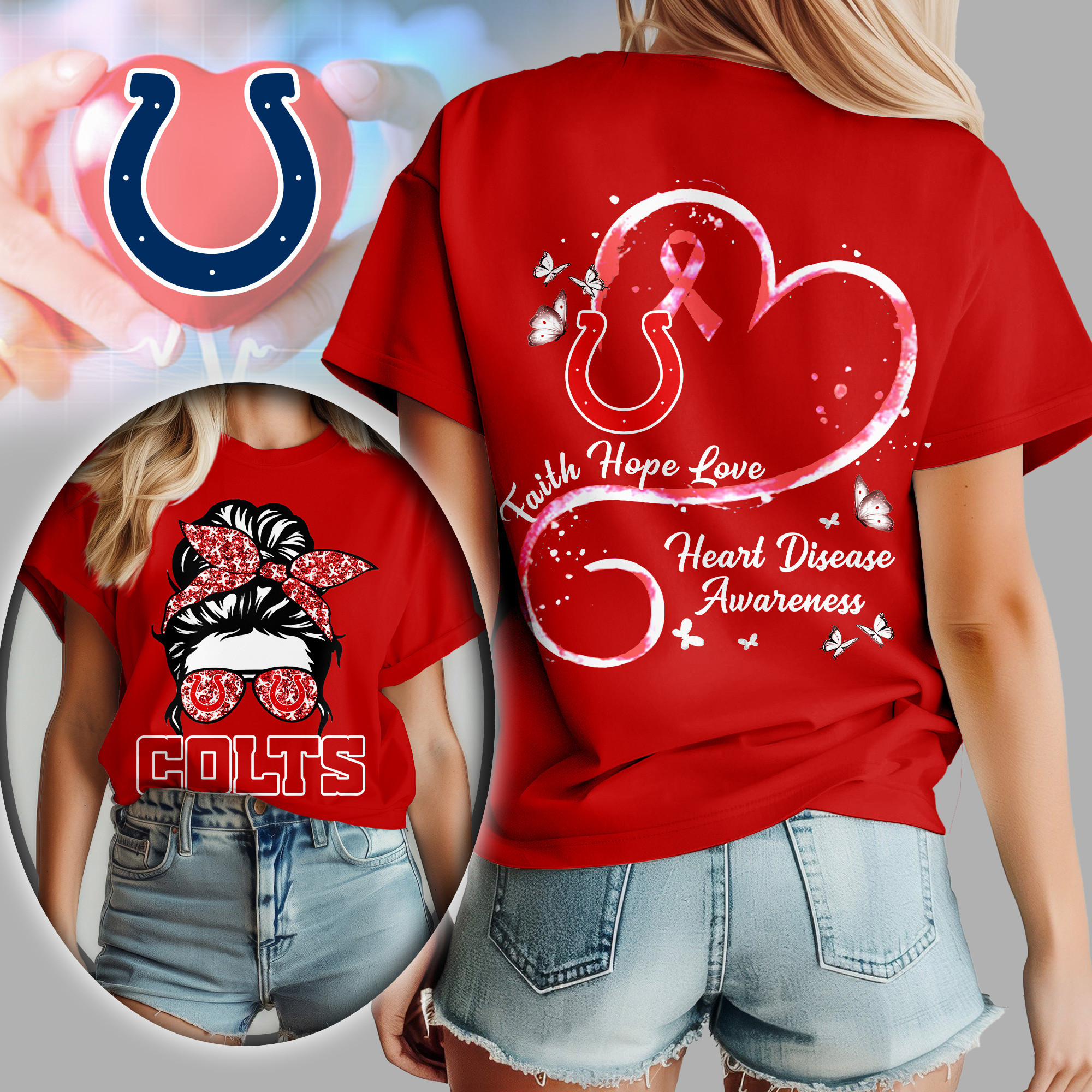 Indianapolis Colts | Premium NFL Heart Disease Awareness Women's Shirt TD