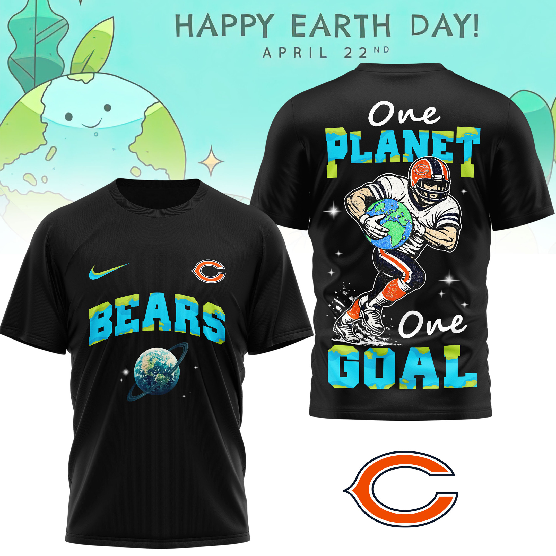 Chicago Bears | Premium NFL x Earth Day 3D Shirt HY