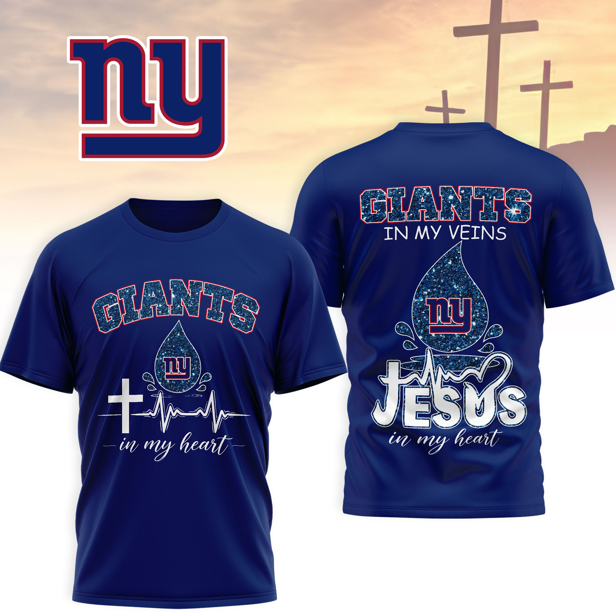 New York Giants | Premium NFL Jesus In My Heart 3D Shirt NTH1