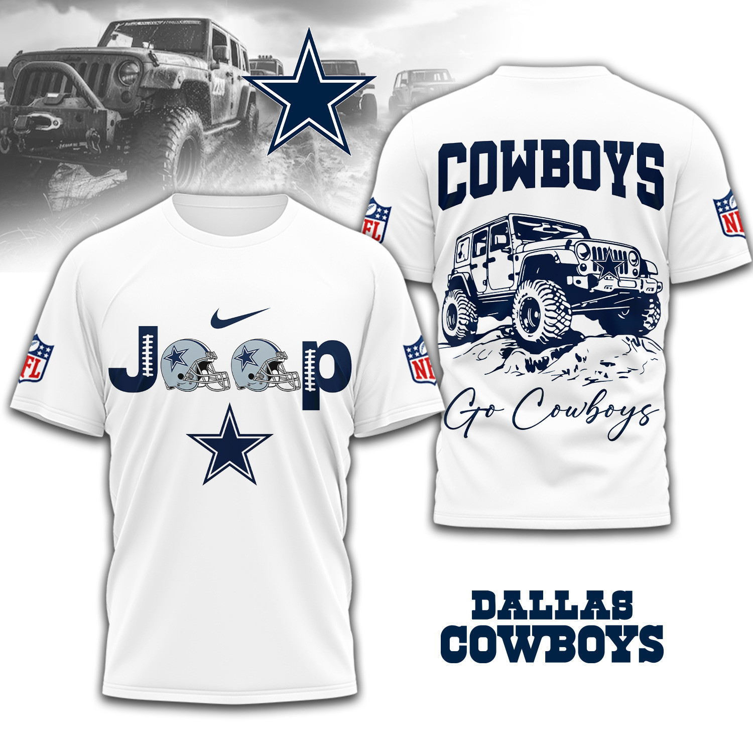 Dallas Cowboys | Premium NFL Jeep 3D Shirt TD