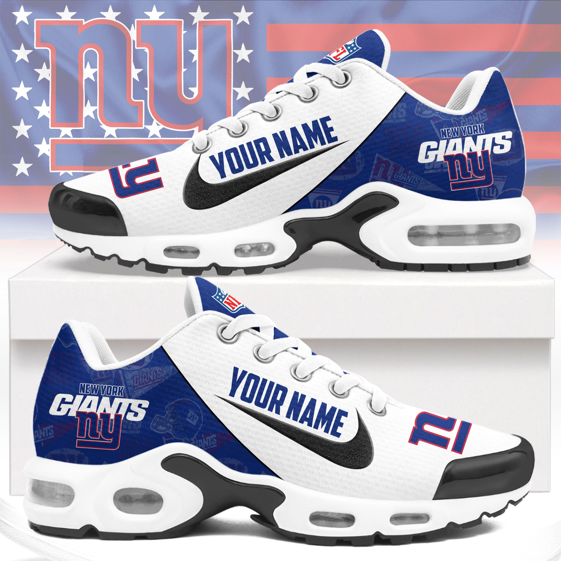 New York Giants | Premium NFL Custom Name Running Air Max Shoes NTH1