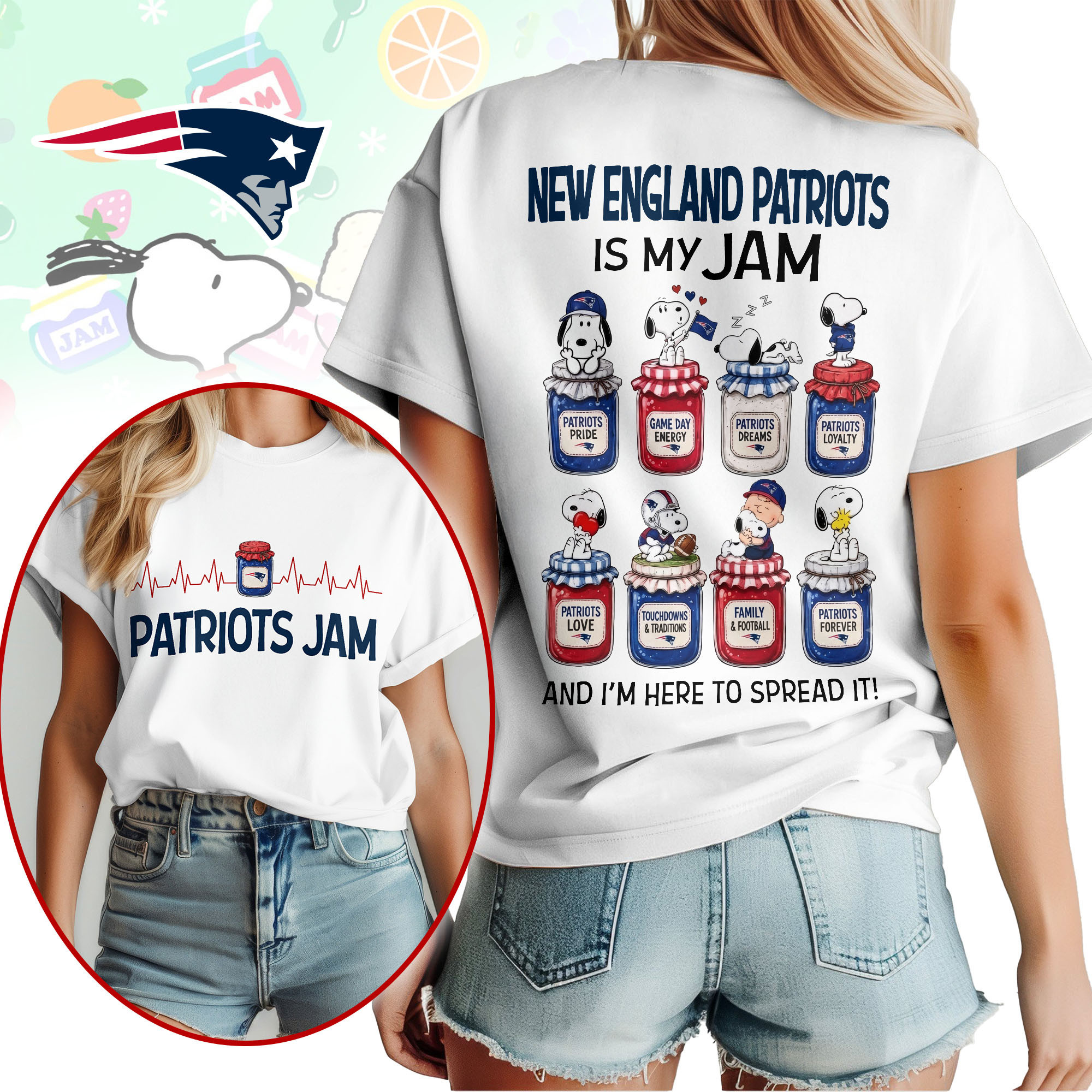 New England Patriots | Premium NFL Jam Peanuts Football Fan 3D Shirt NY