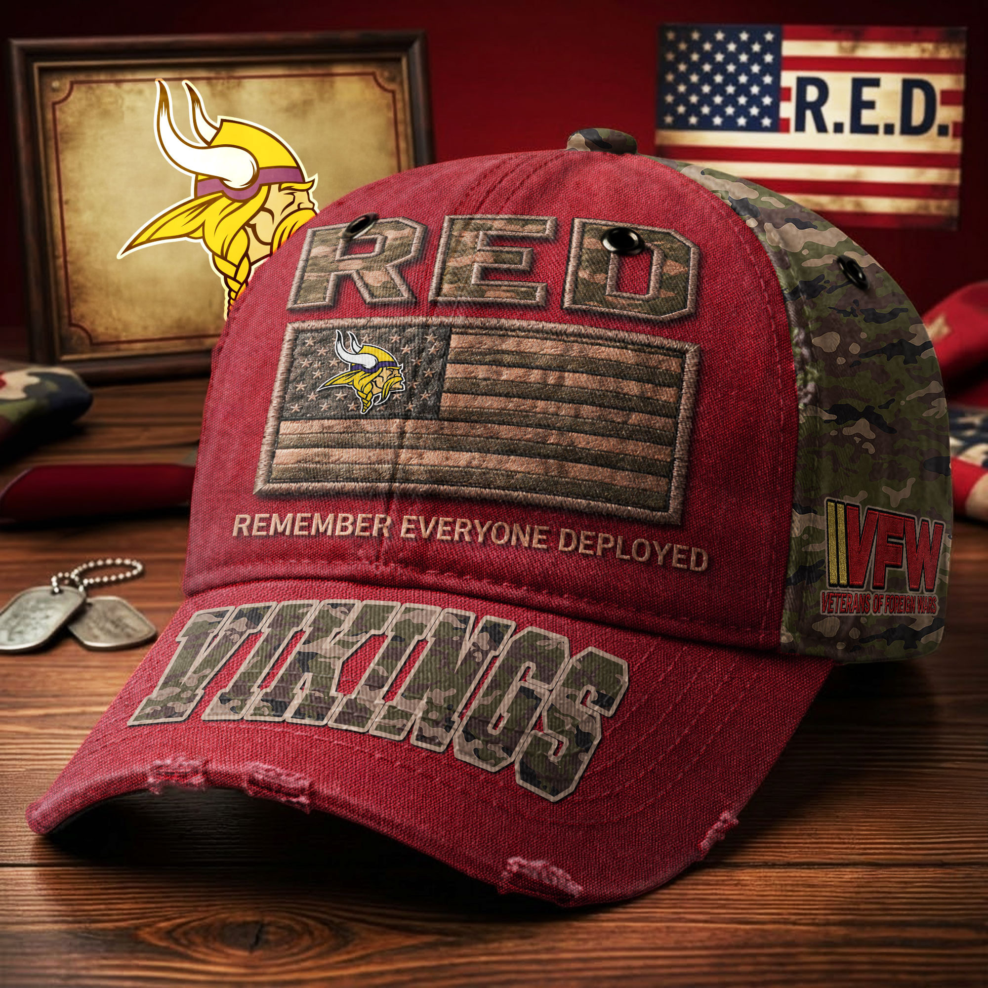 Minnesota Vikings | Premium NFL Remember Everyone Deployed Classic Cap TD