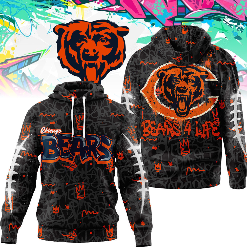 Chicago Bears | Premium NFL Special Graffiti My Team 4 Life Hoodie MM