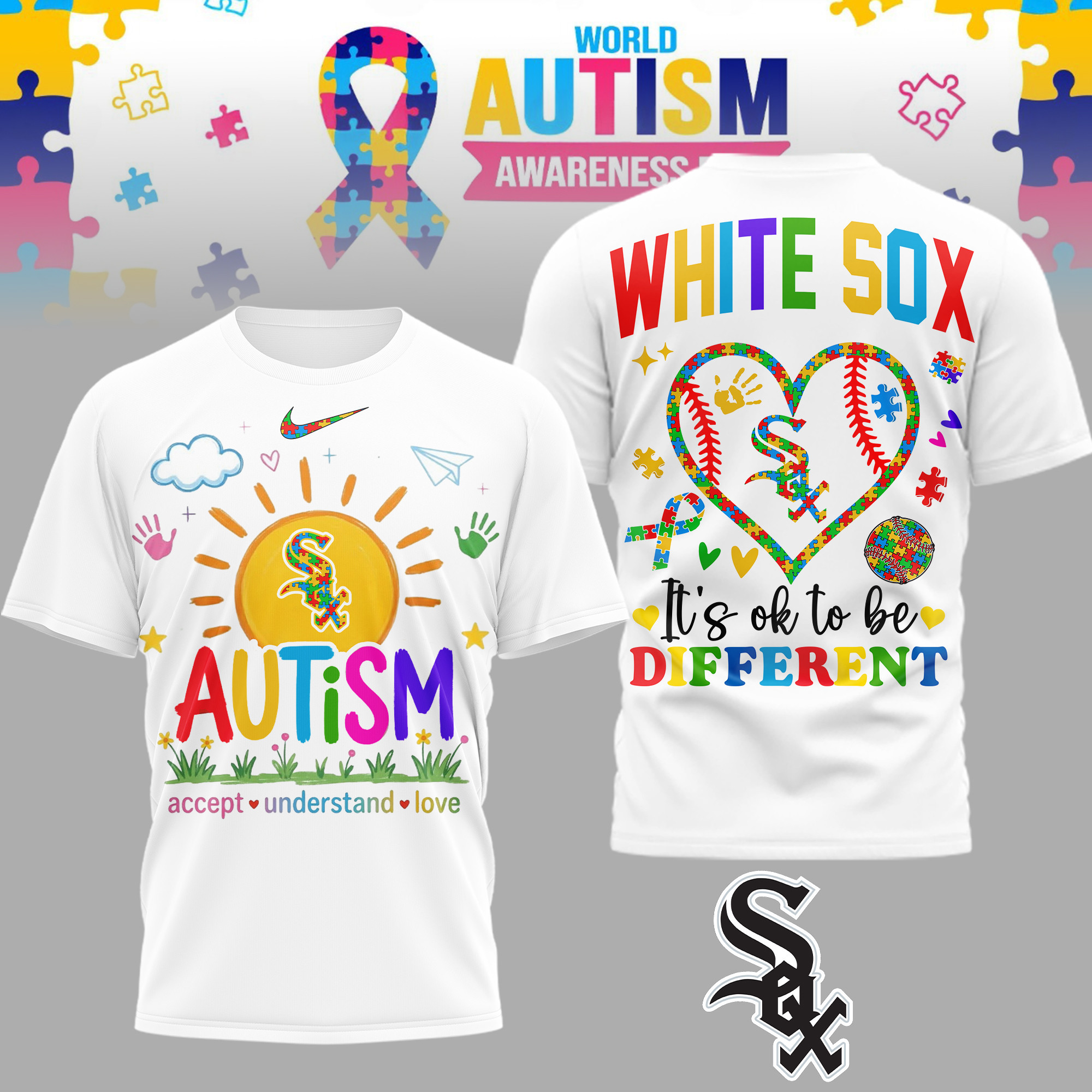 Chicago White Sox | Premium MLB Autism Acceptance 3D Shirt TD