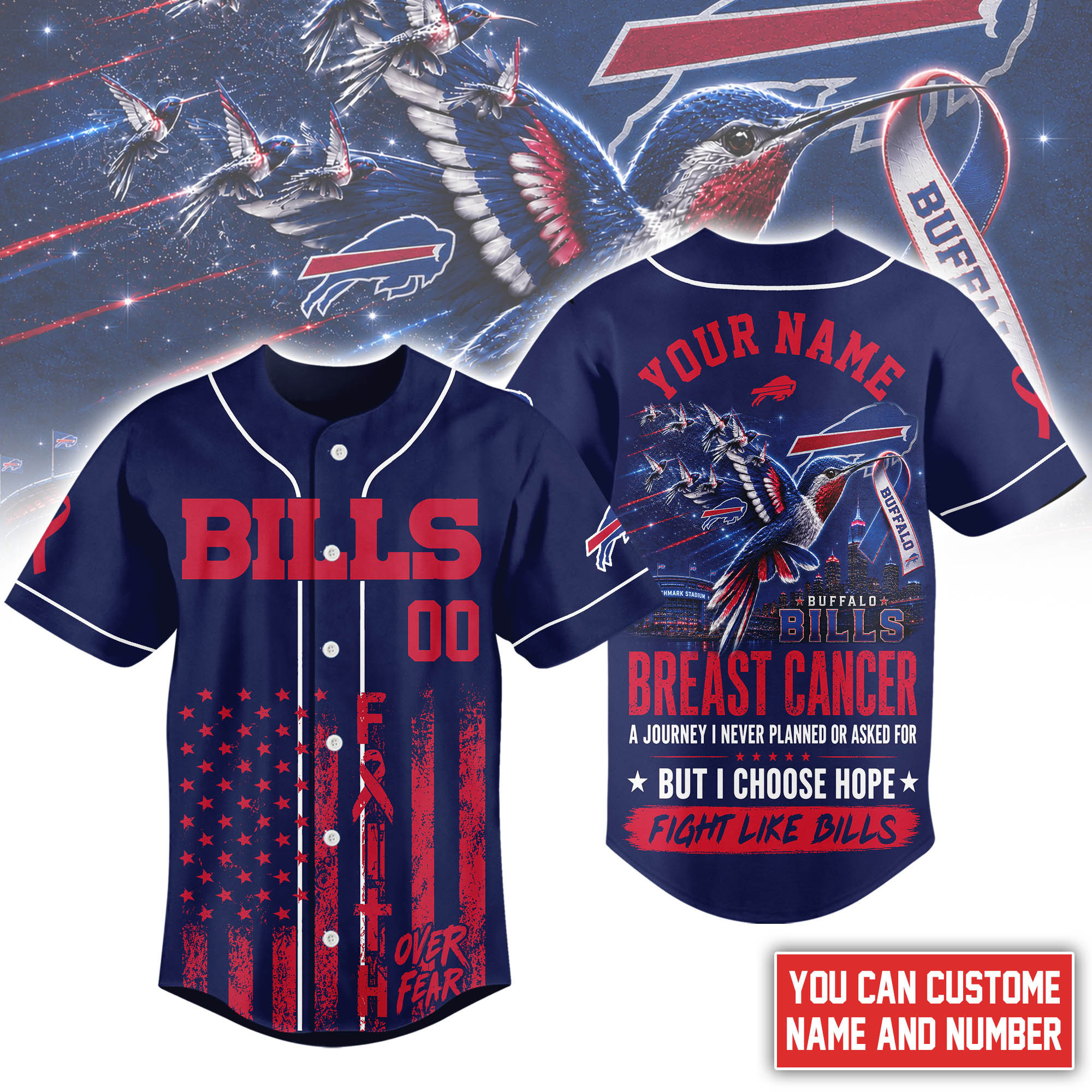Buffalo Bills | Premium NFL Hope Over Fear Jersey NTH1