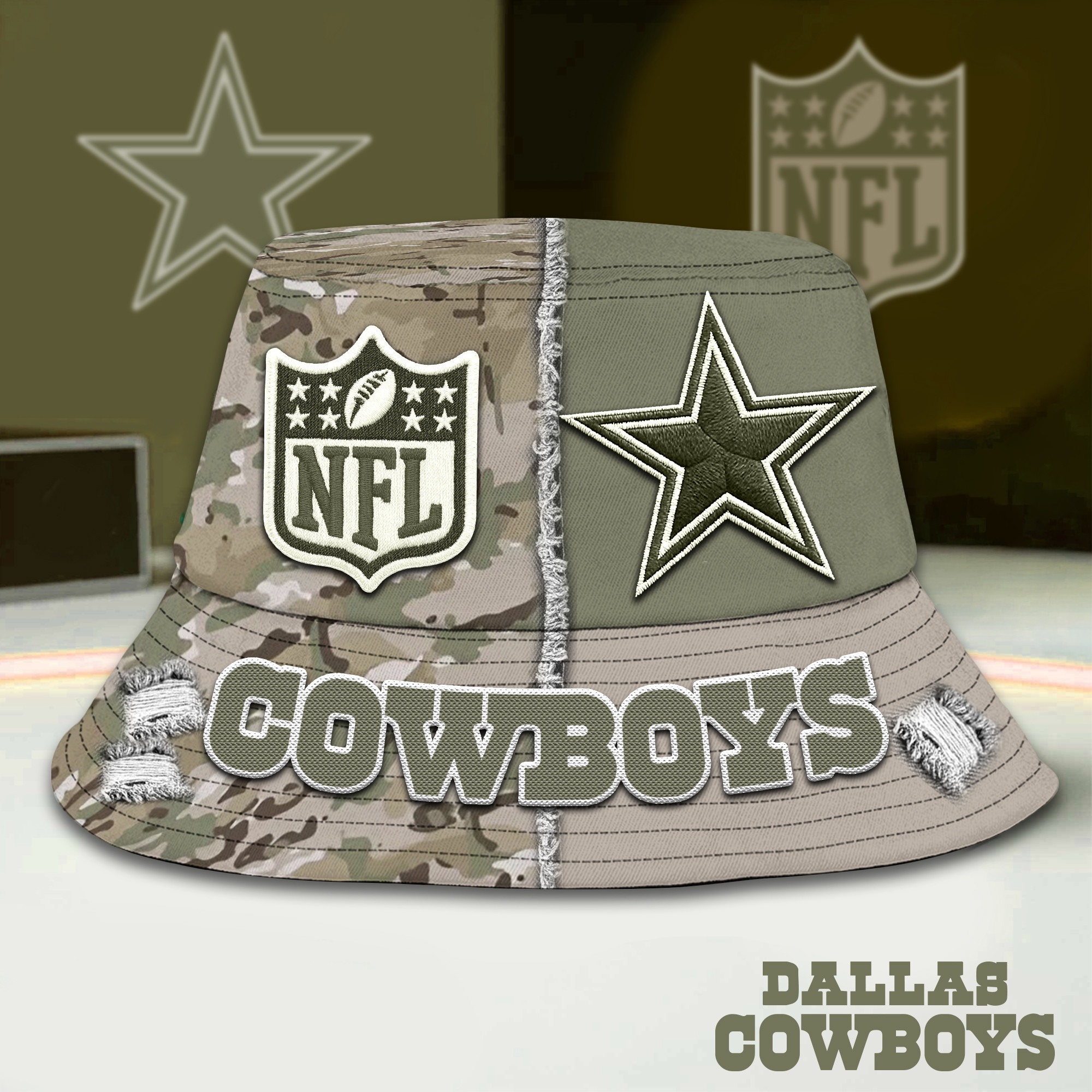 Dallas Cowboys | Premium NFL Army Bucket Hat TD